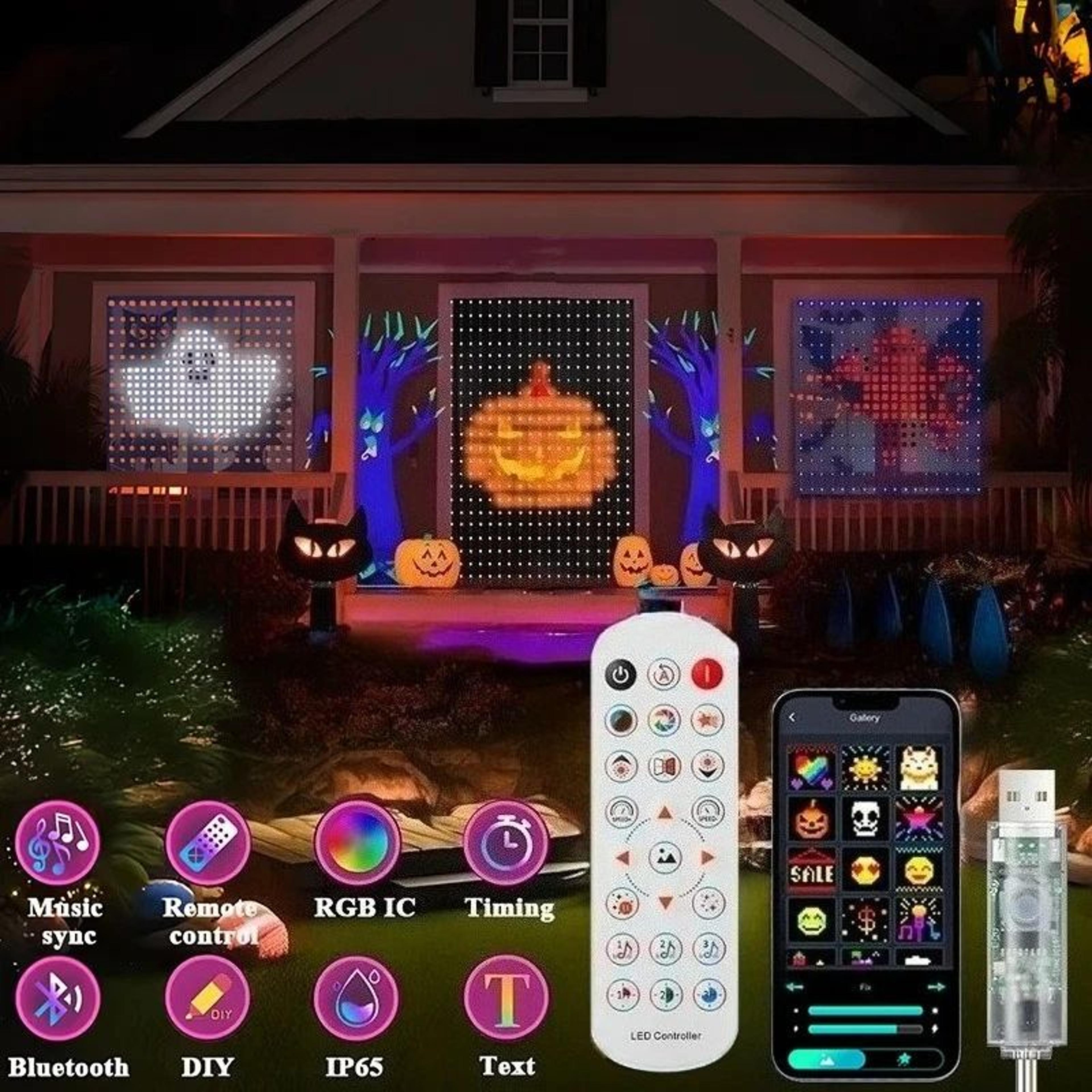 smart rgb led curtain lights with diy picture display