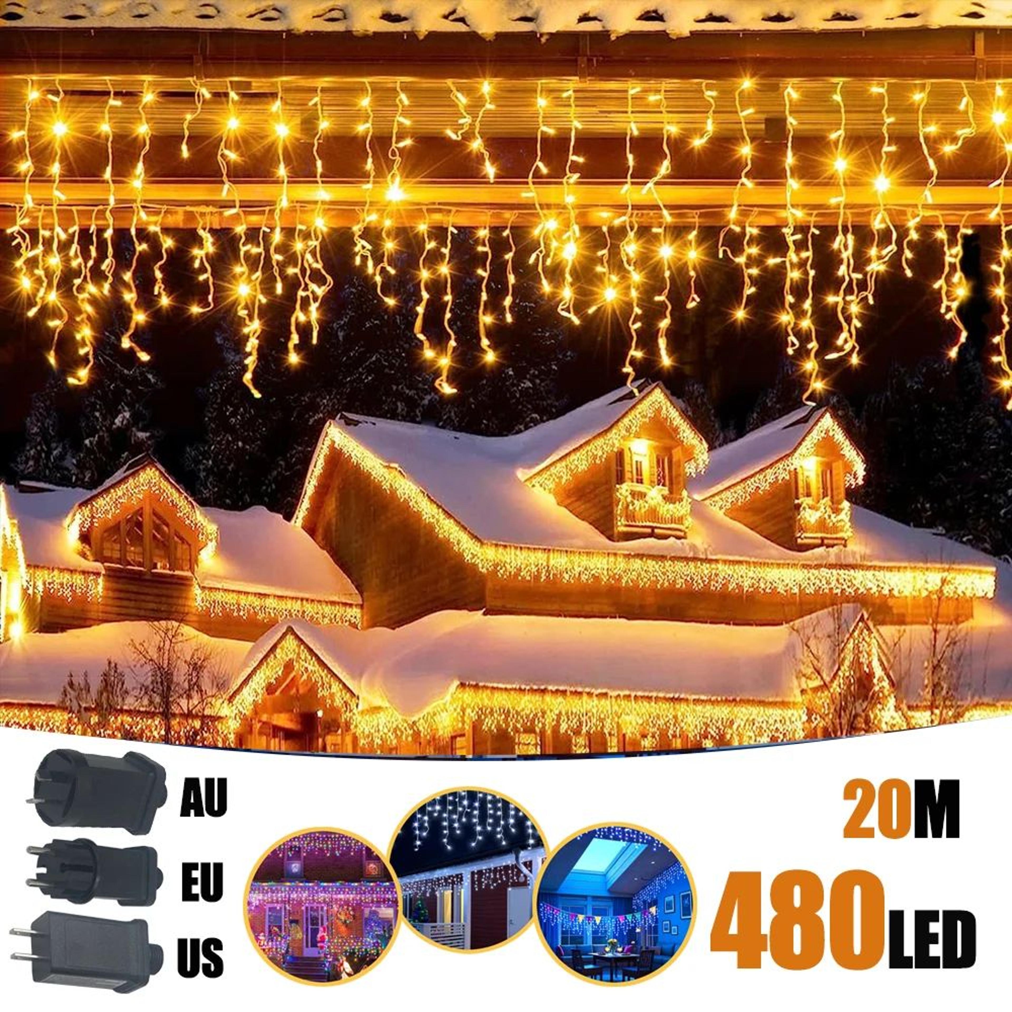 waterproof led icicle string lights with 8 lighting modes