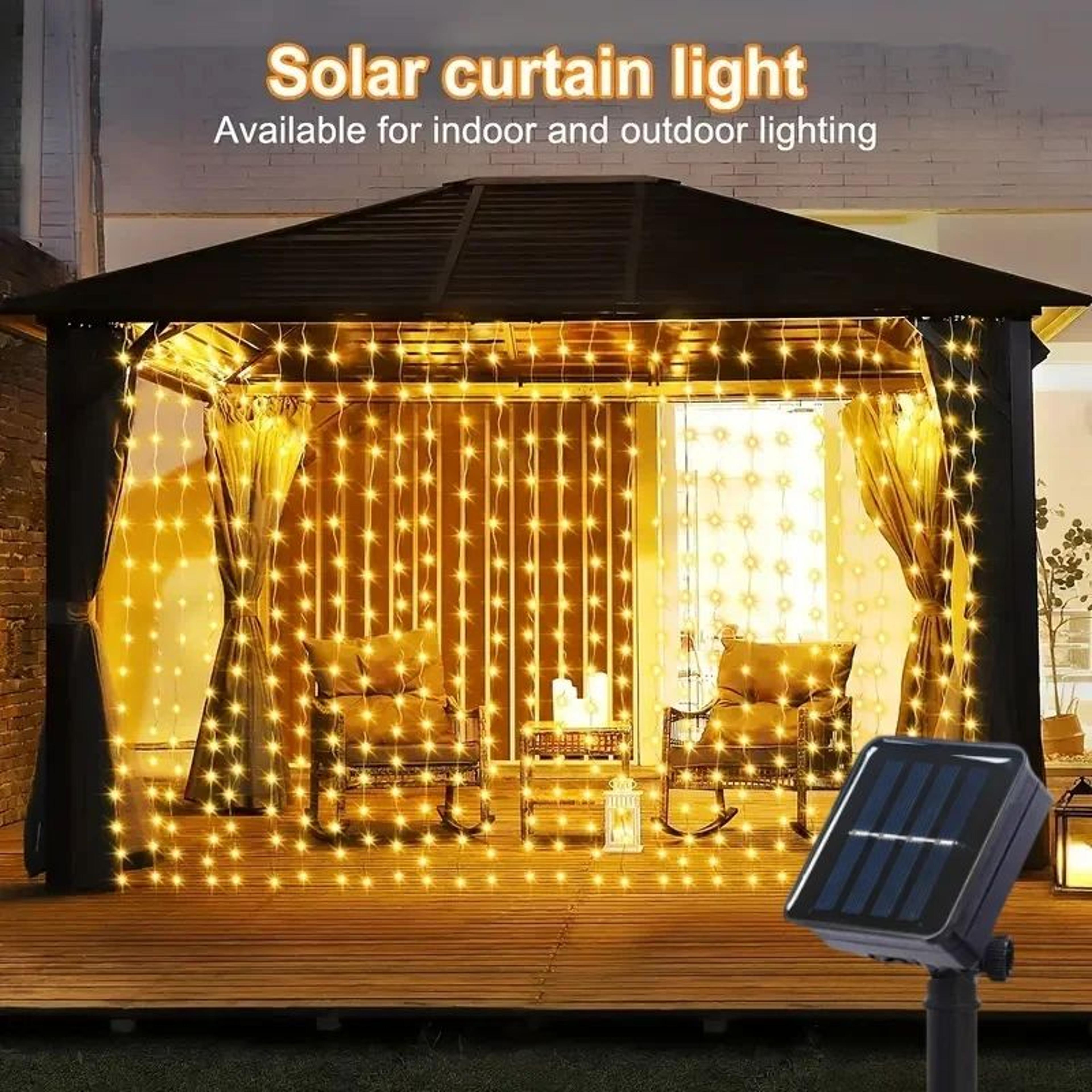 solar led curtain string lights for outdoor decor