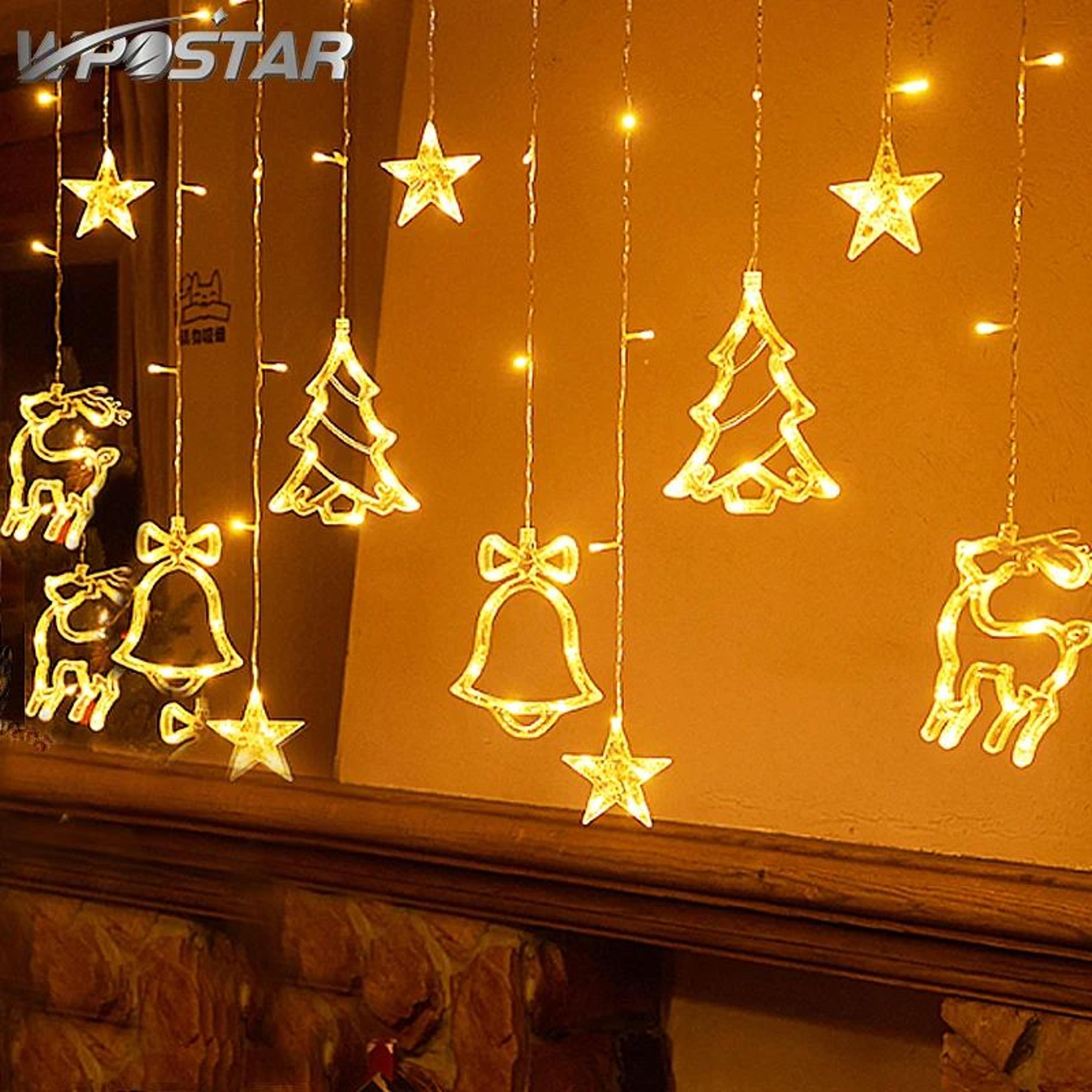 moon and star led curtain lights for christmas decor