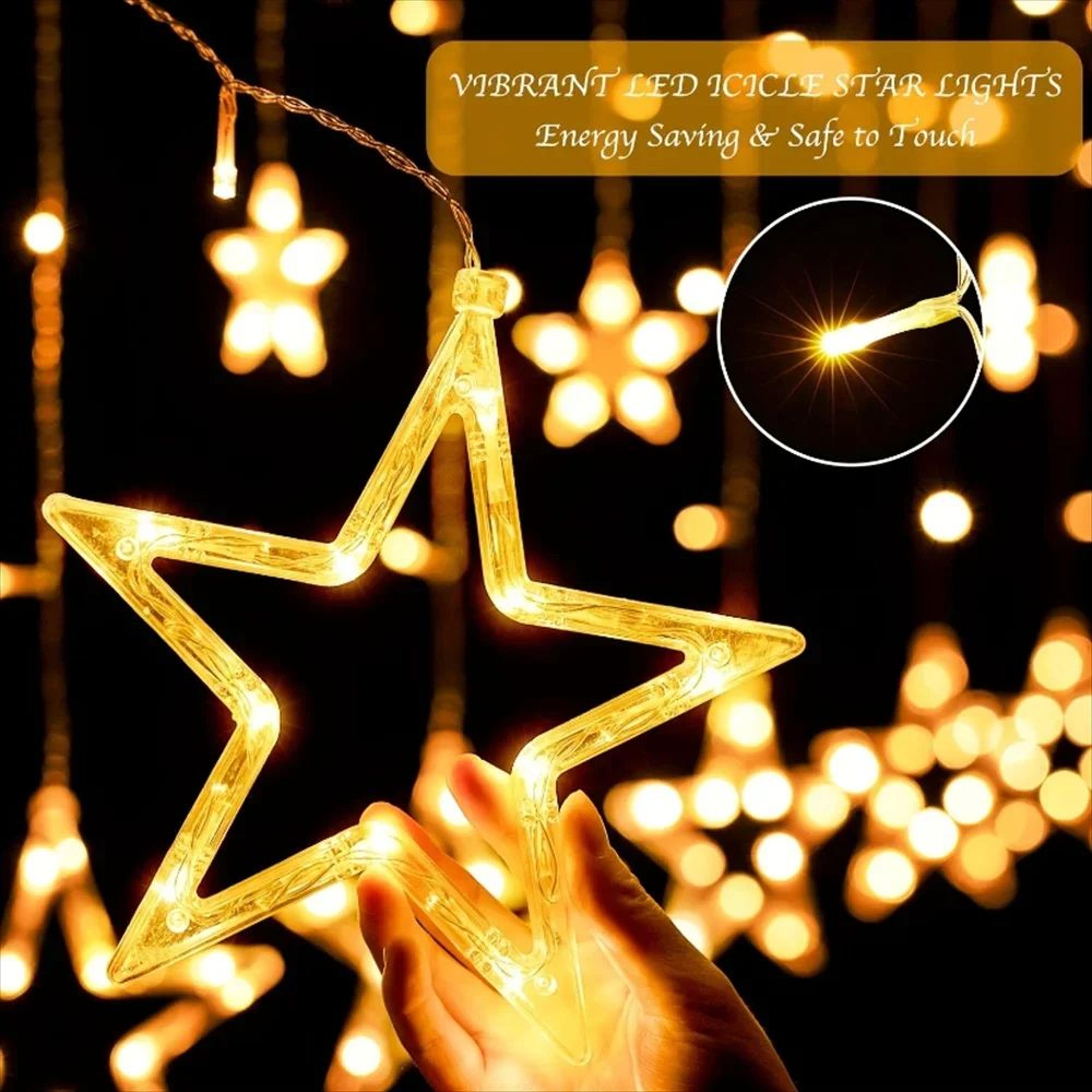 pentagram star led curtain fairy lights with remote control