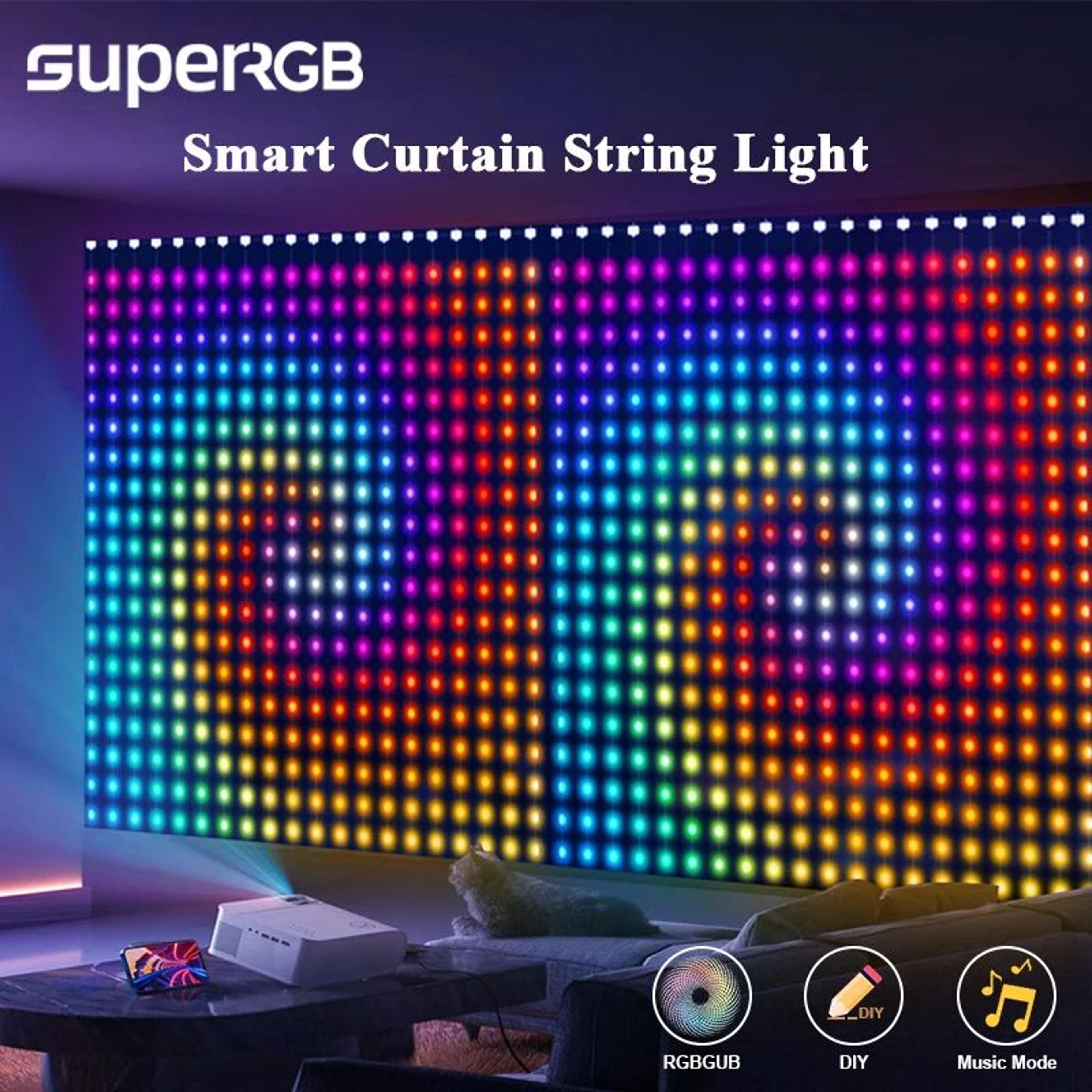 smart rgb curtain string lights with music sync for bedroom party garden decor