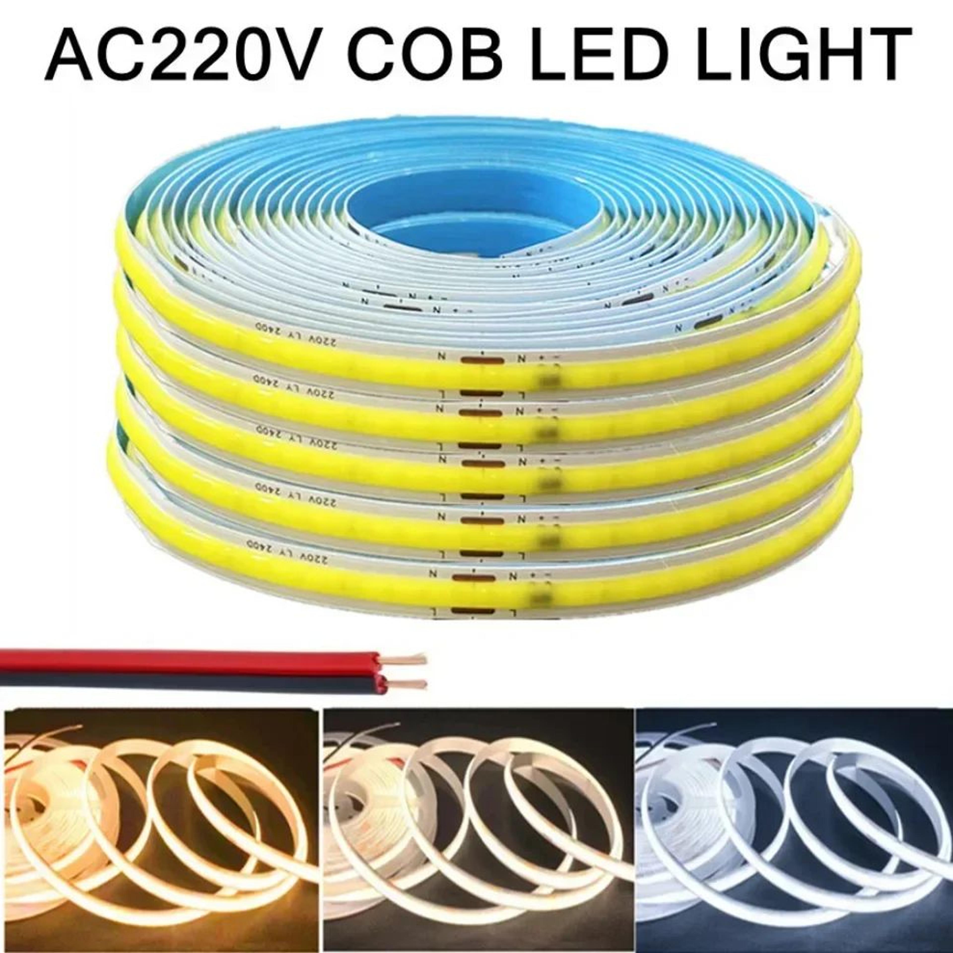 220v high bright cob led strip light warm white