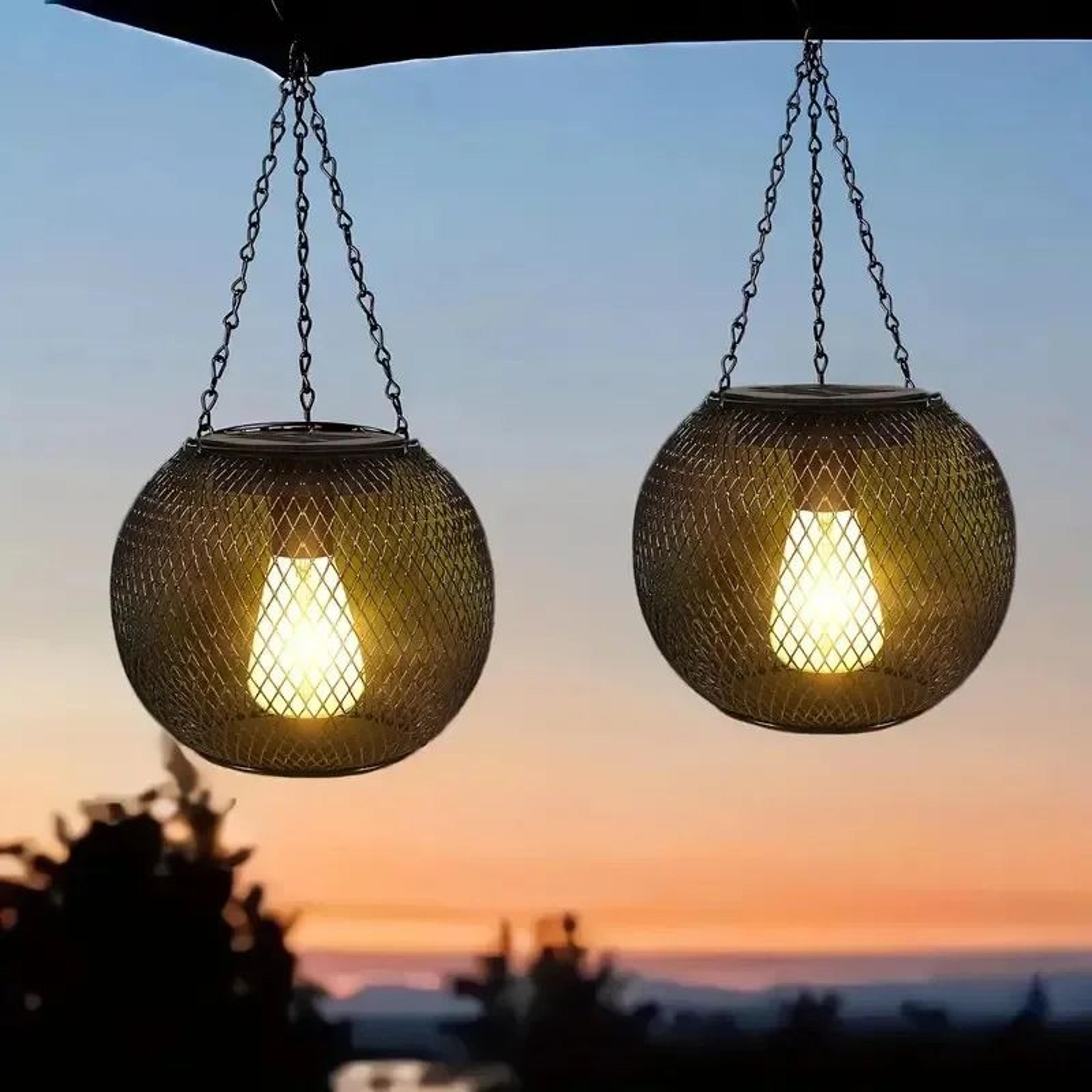waterproof solar hanging lantern for outdoor garden decor
