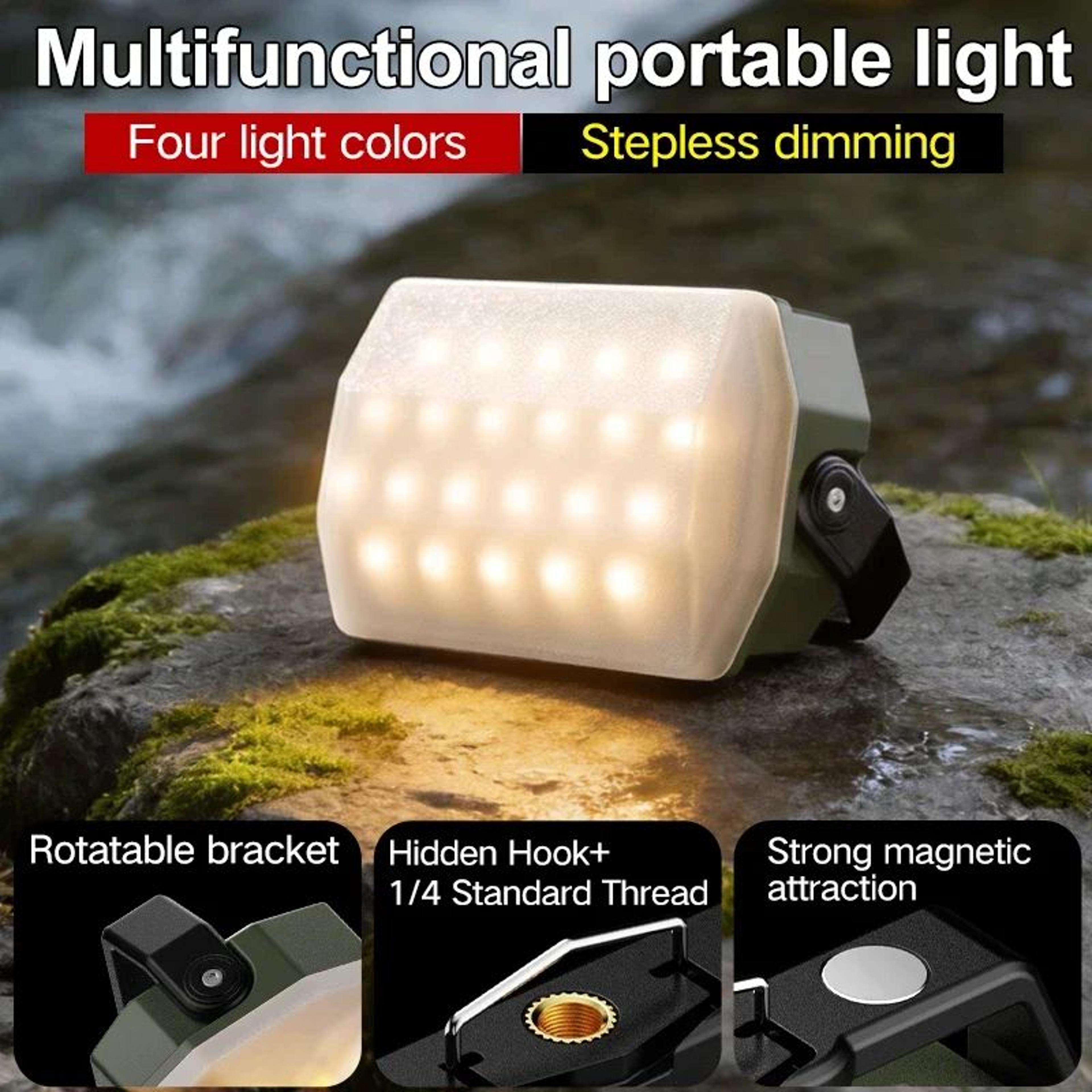portable rechargeable camping work light and hanging tent lantern
