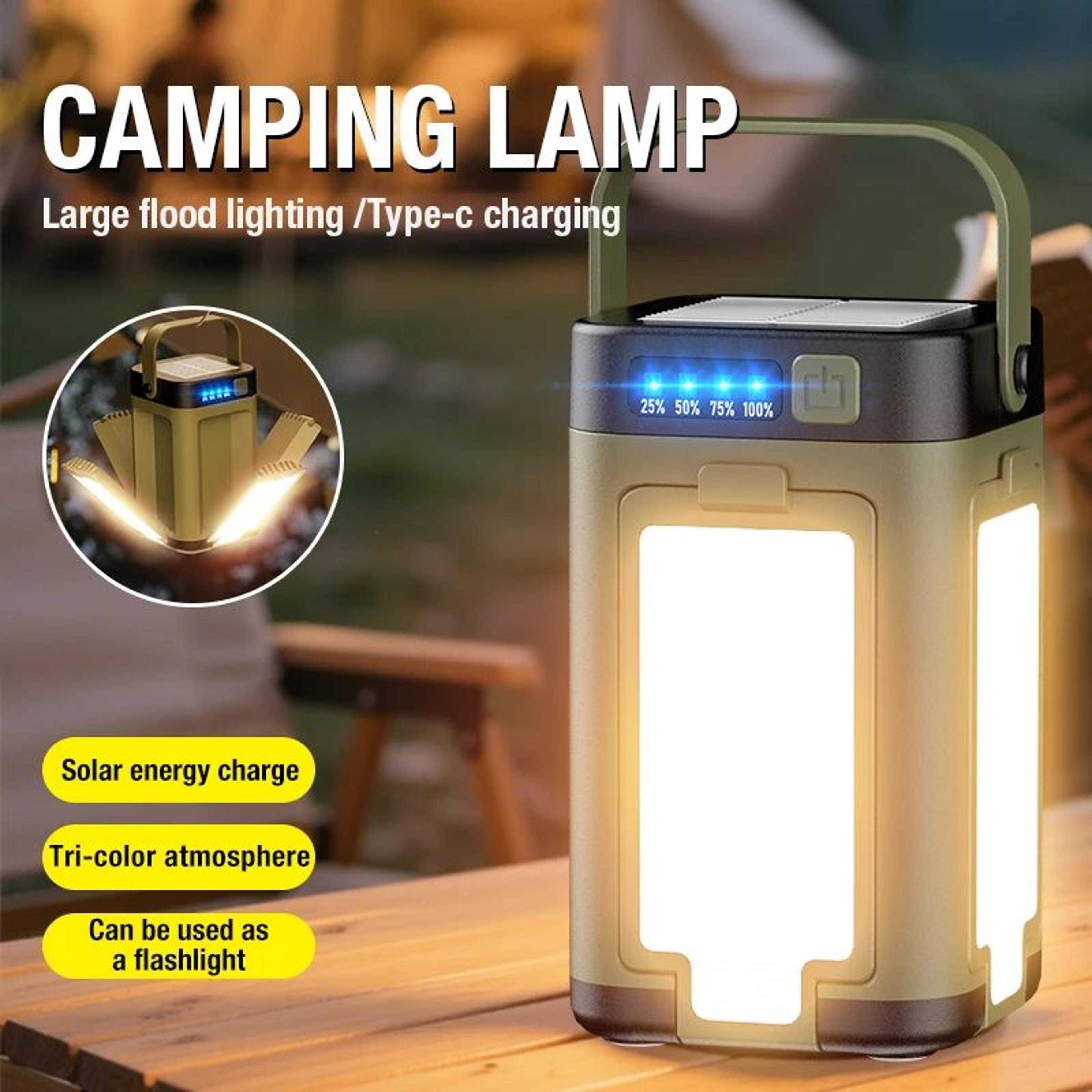 portable type c rechargeable led hanging camping tent light