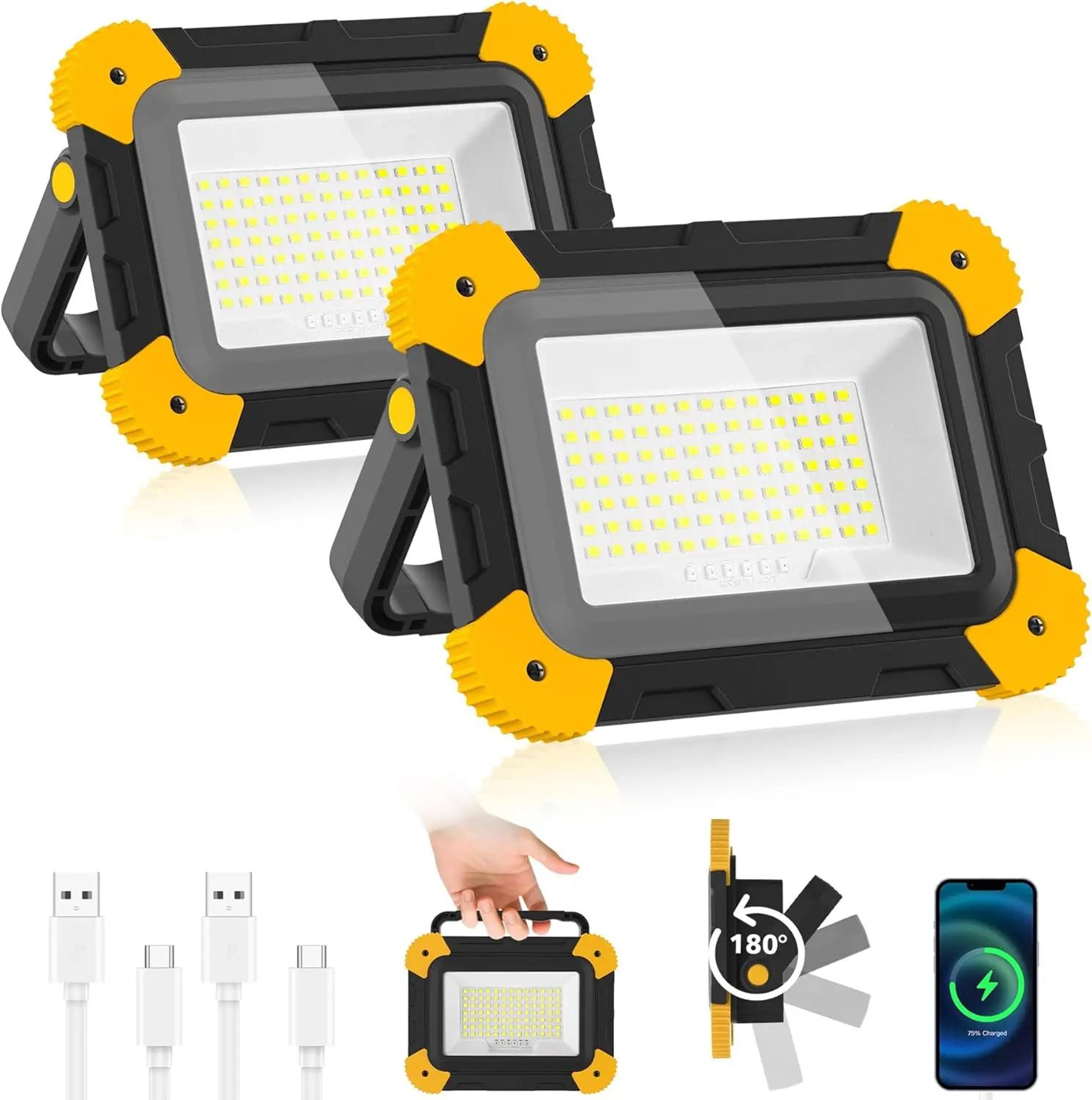 portable rechargeable led work spotlight with 5 lighting modes