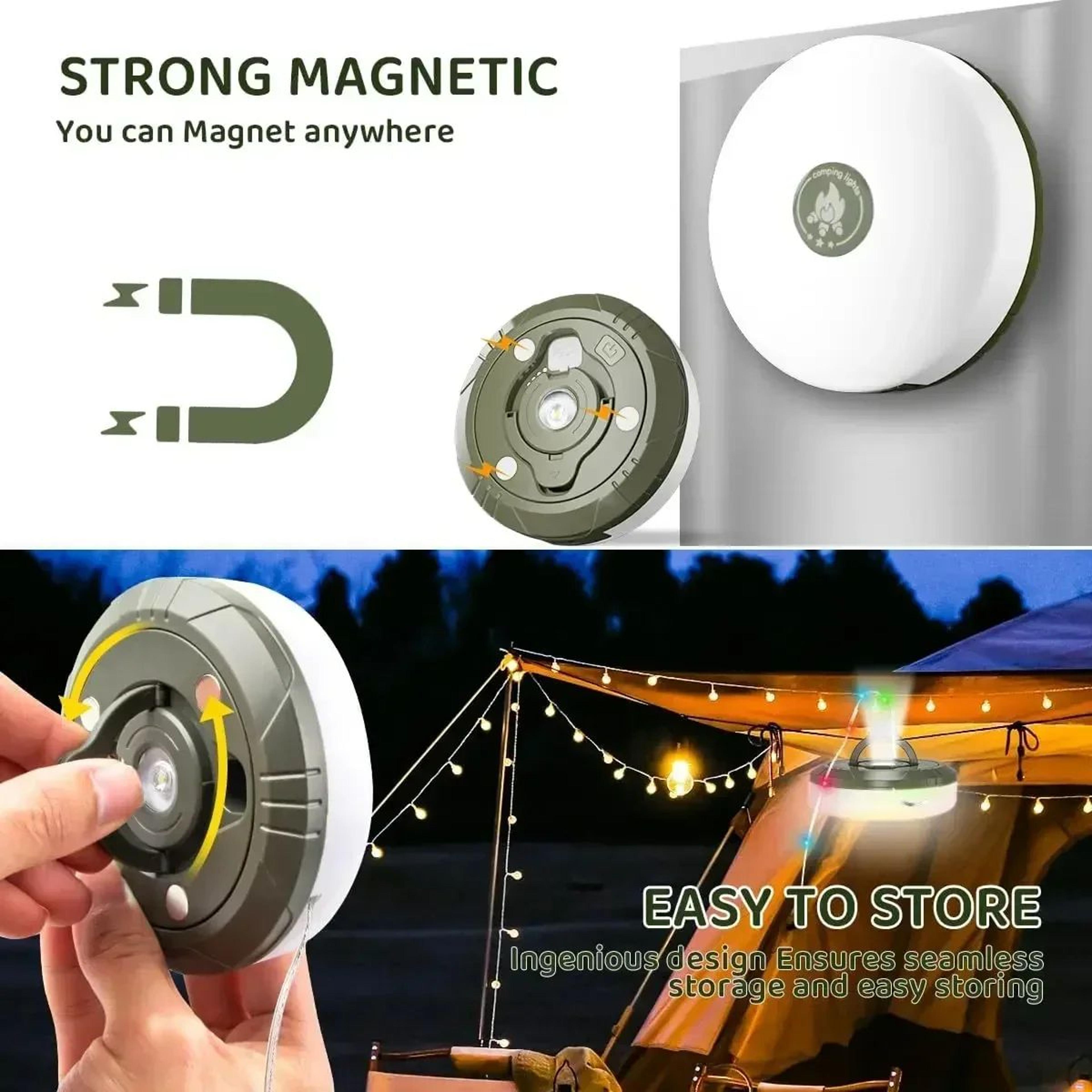 usb rechargeable retractable camping string light