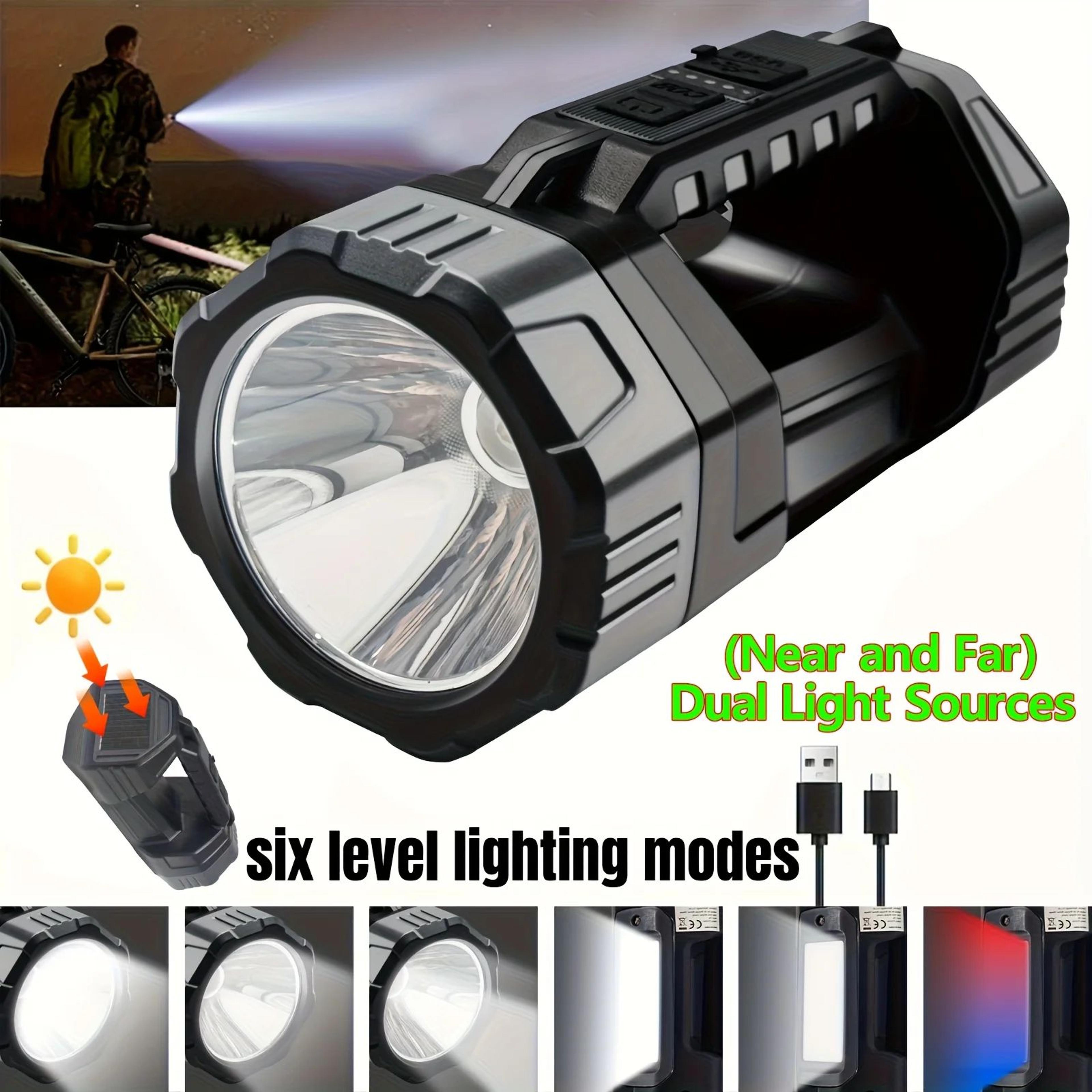 portable solar rechargeable super bright led flashlight