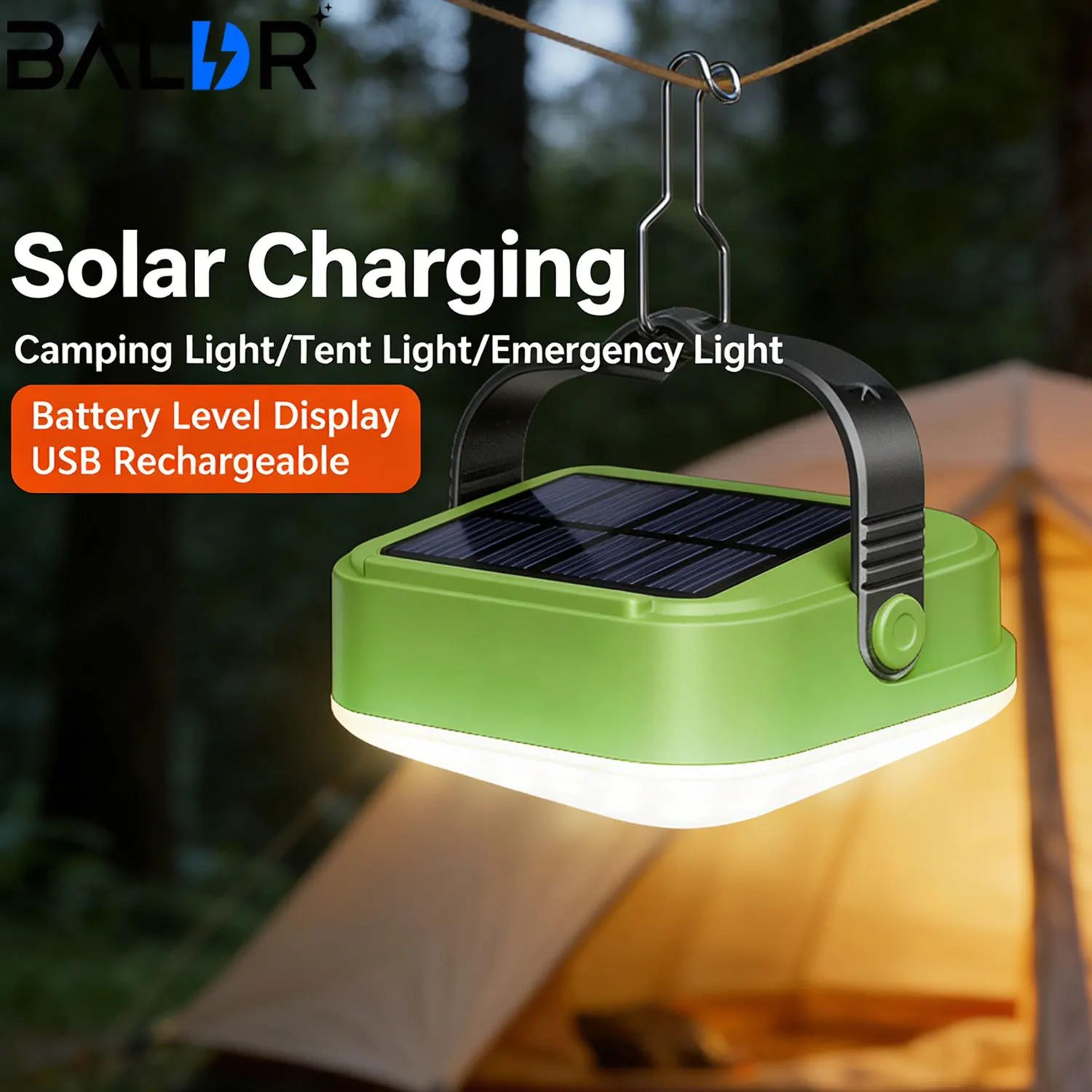 baldr 4000mah solar rechargeable portable camping light with power bank