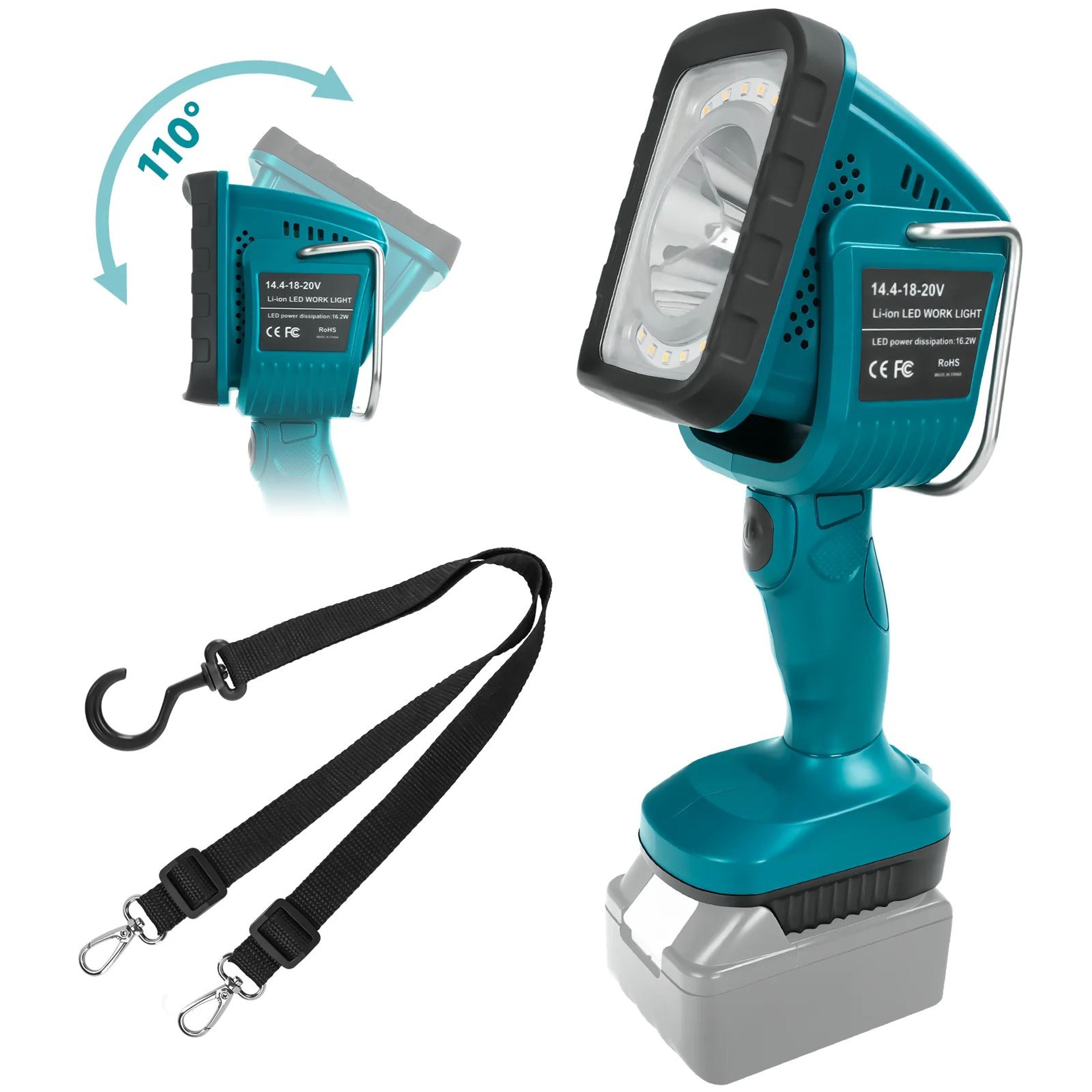 cordless led work light for makita 18v battery with 4 lighting modes
