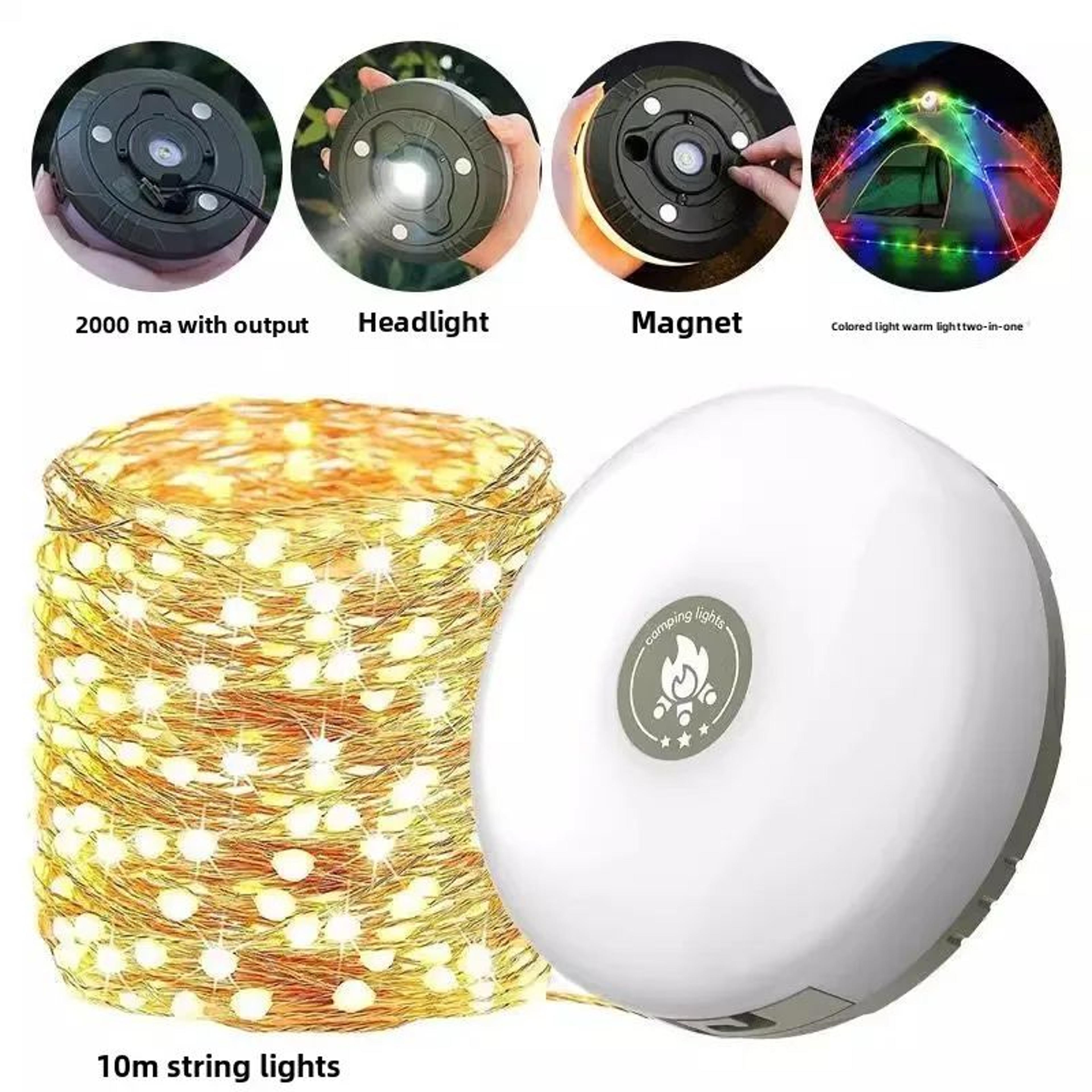 rollable retractable led camping garland string light
