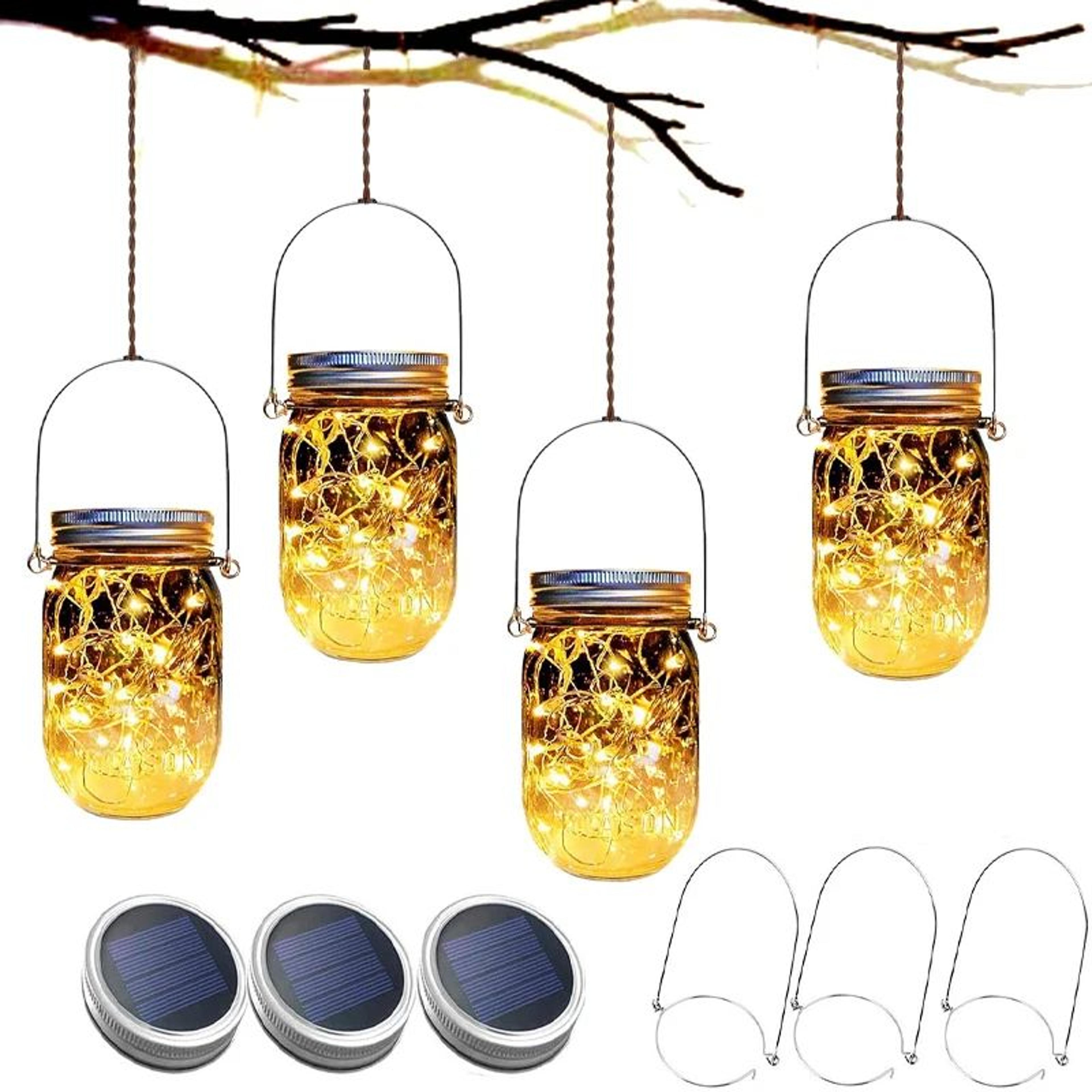 20 led solar mason jar lid fairy lights with hanging handle