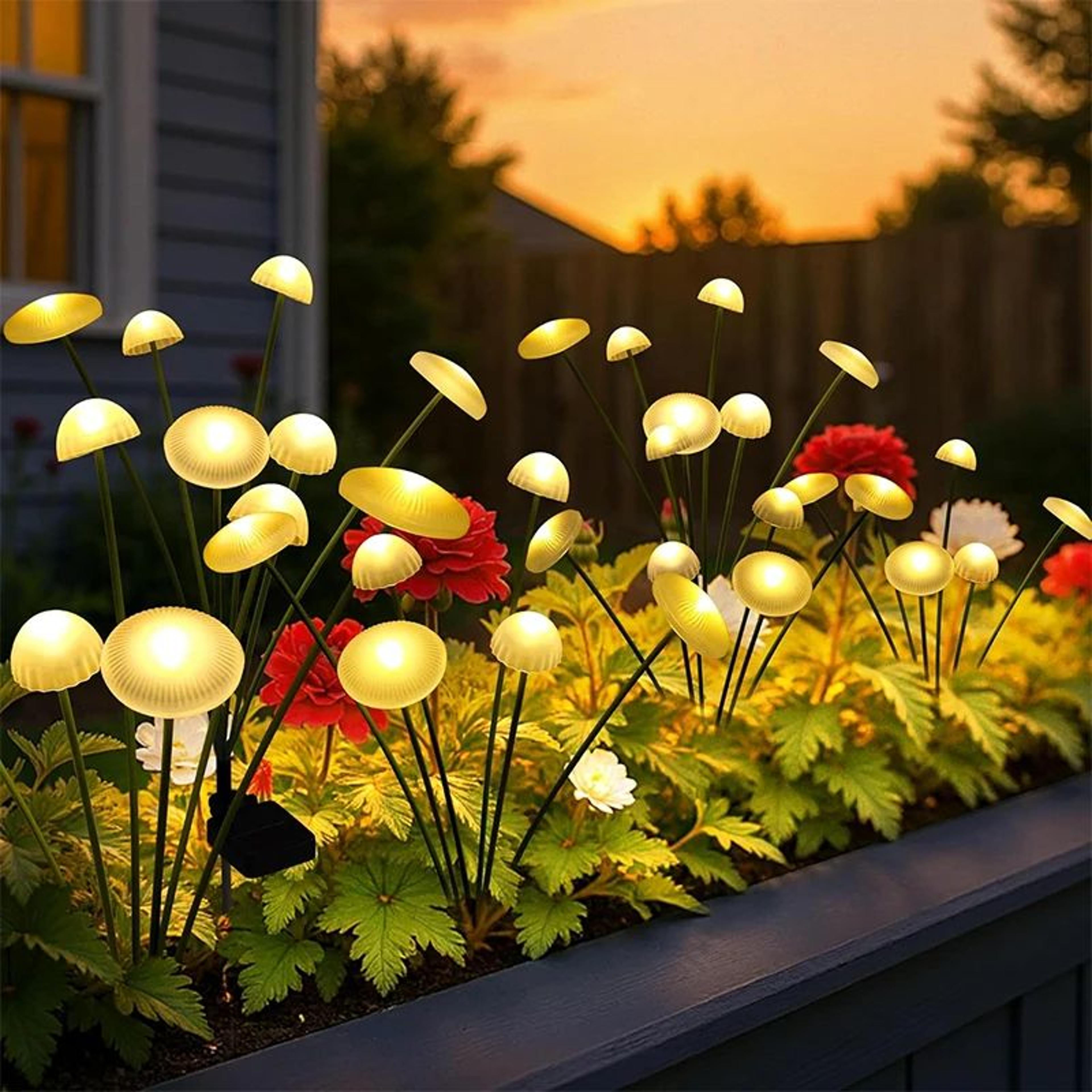 solar mushroom firefly swaying garden lights for outdoor decoration