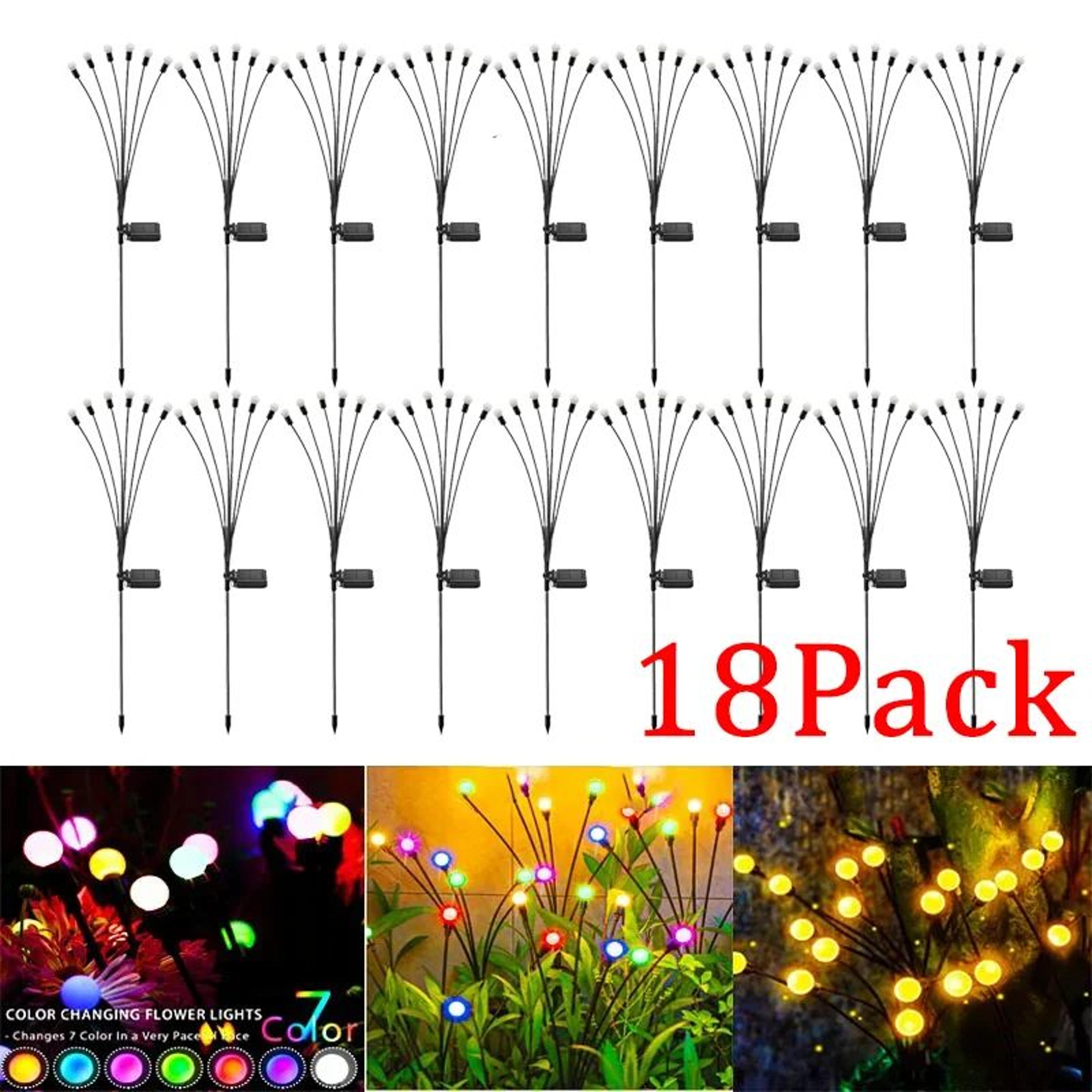 18 piece solar firefly garden lights for patio and pathway