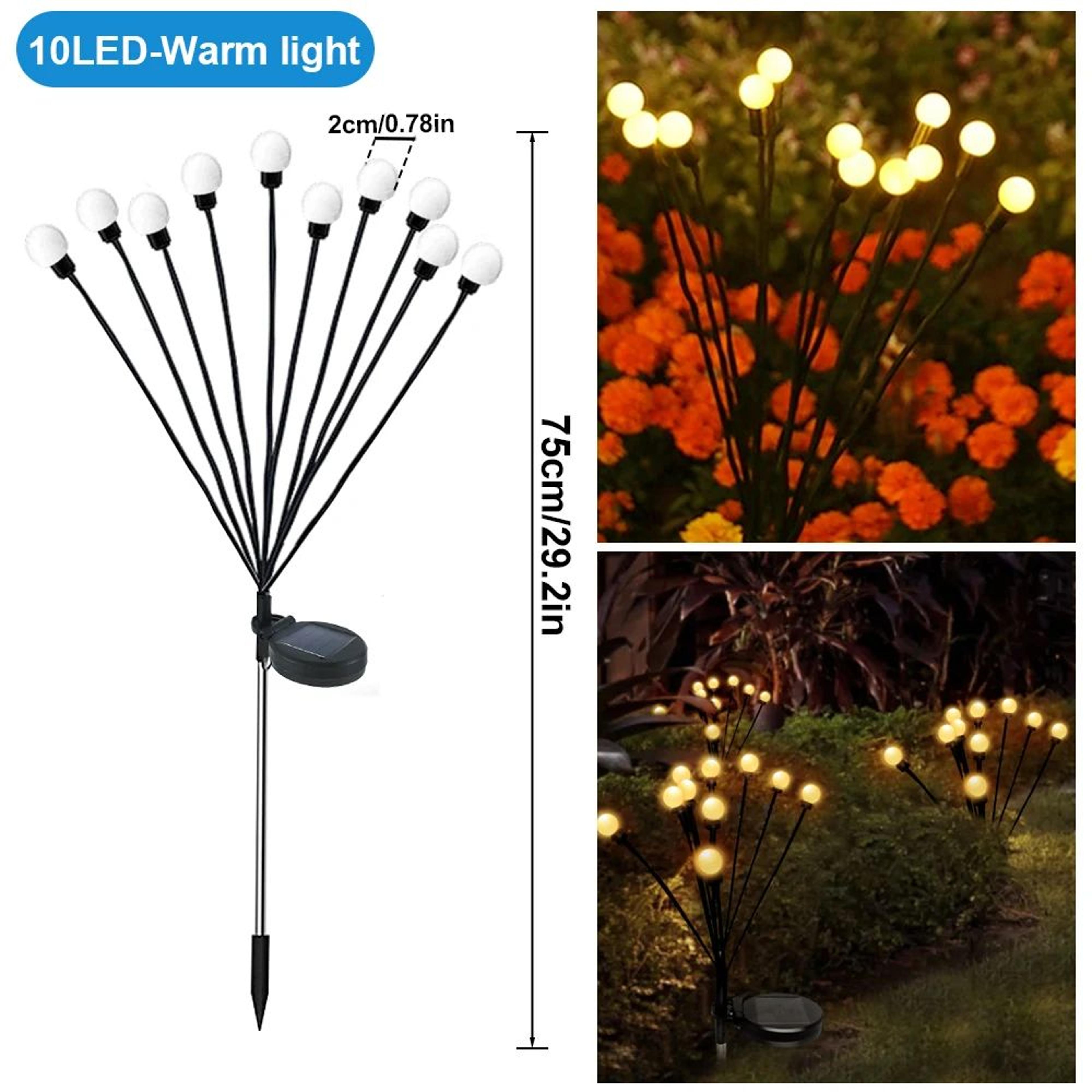 solar firefly swaying garden lights rgb warm outdoor decor