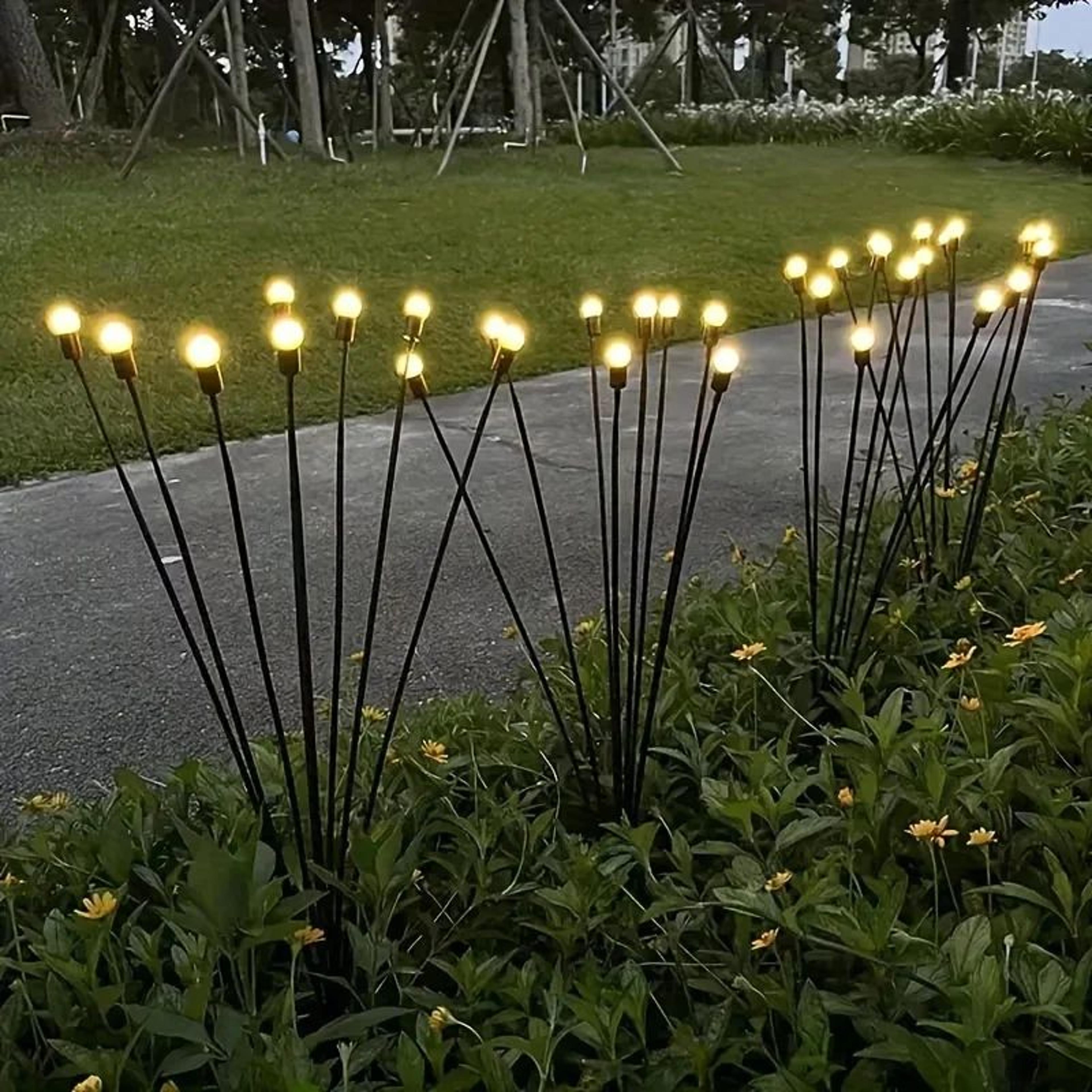 solar firework firefly garden lights waterproof outdoor decor