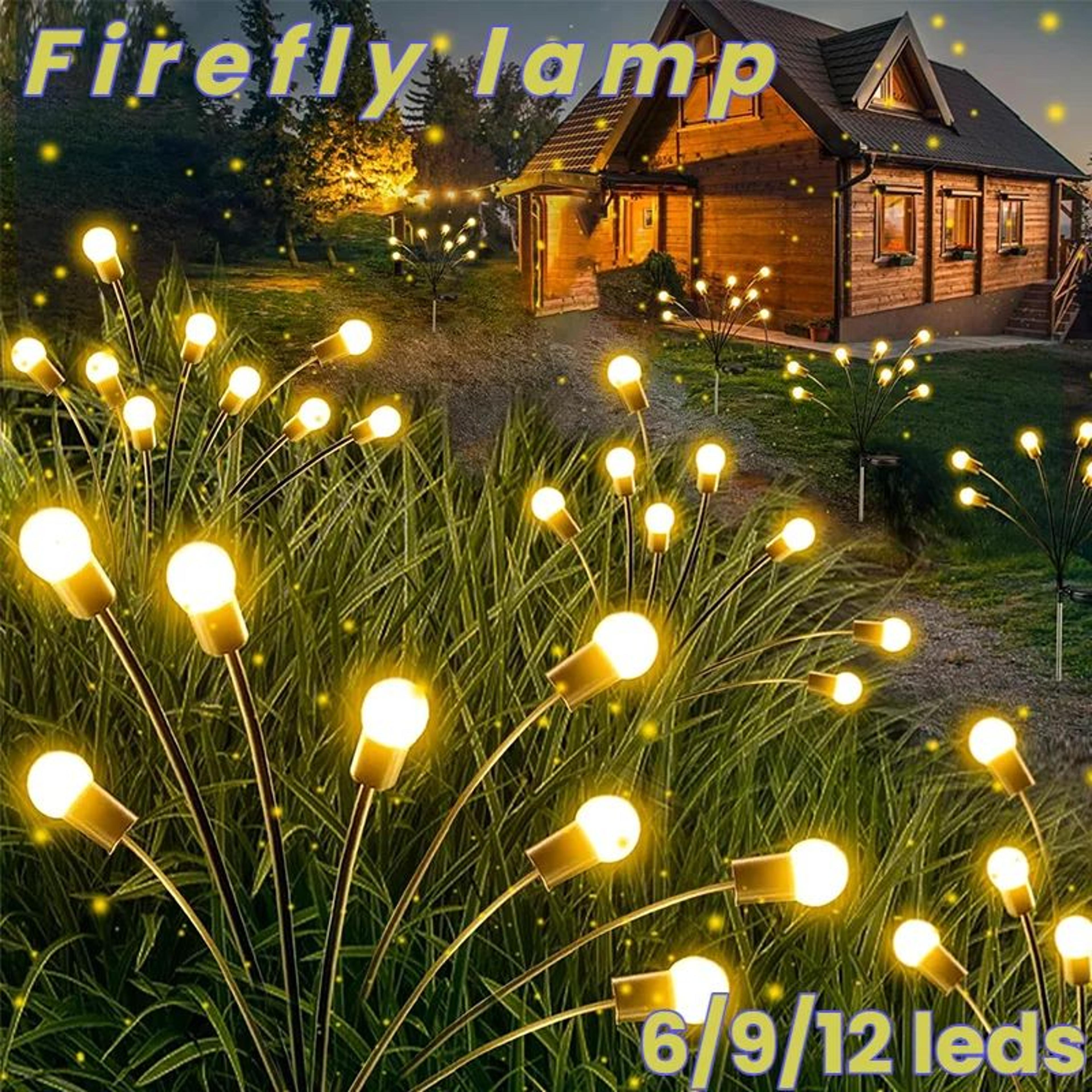 6 9 12 led solar firefly swaying garden lights