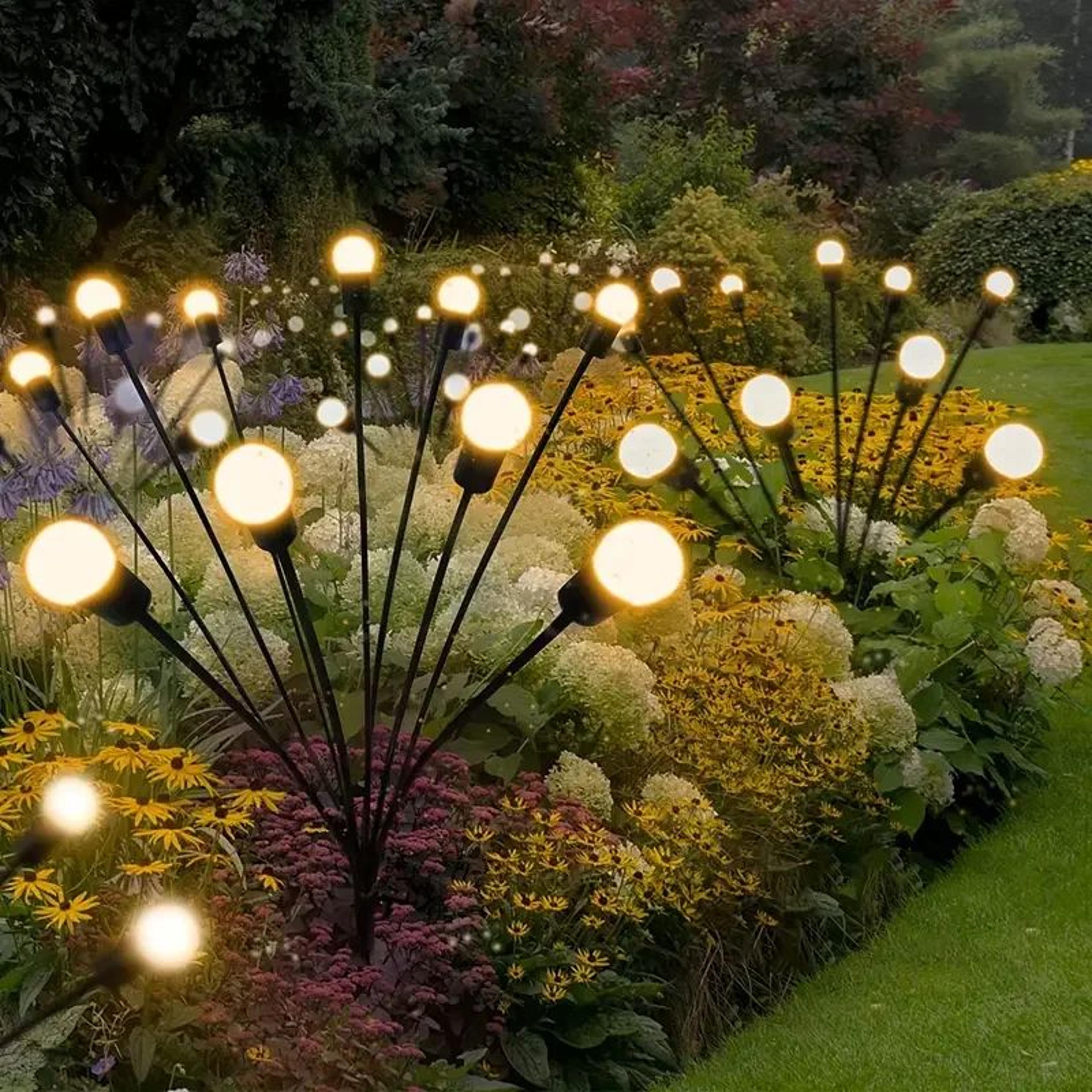 6 8 10 led solar firefly swaying garden lights