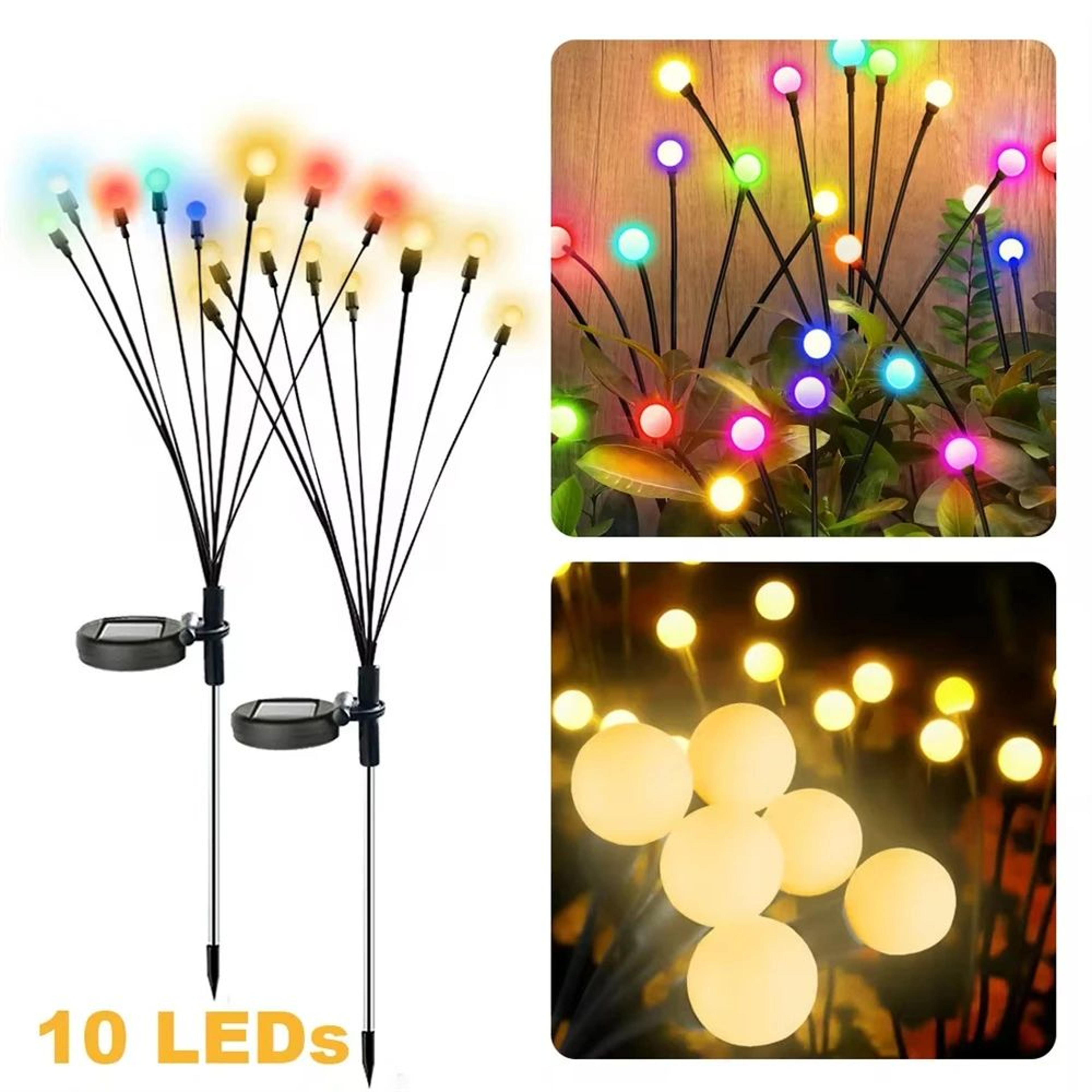 6 8 10 led solar firefly starburst garden lights