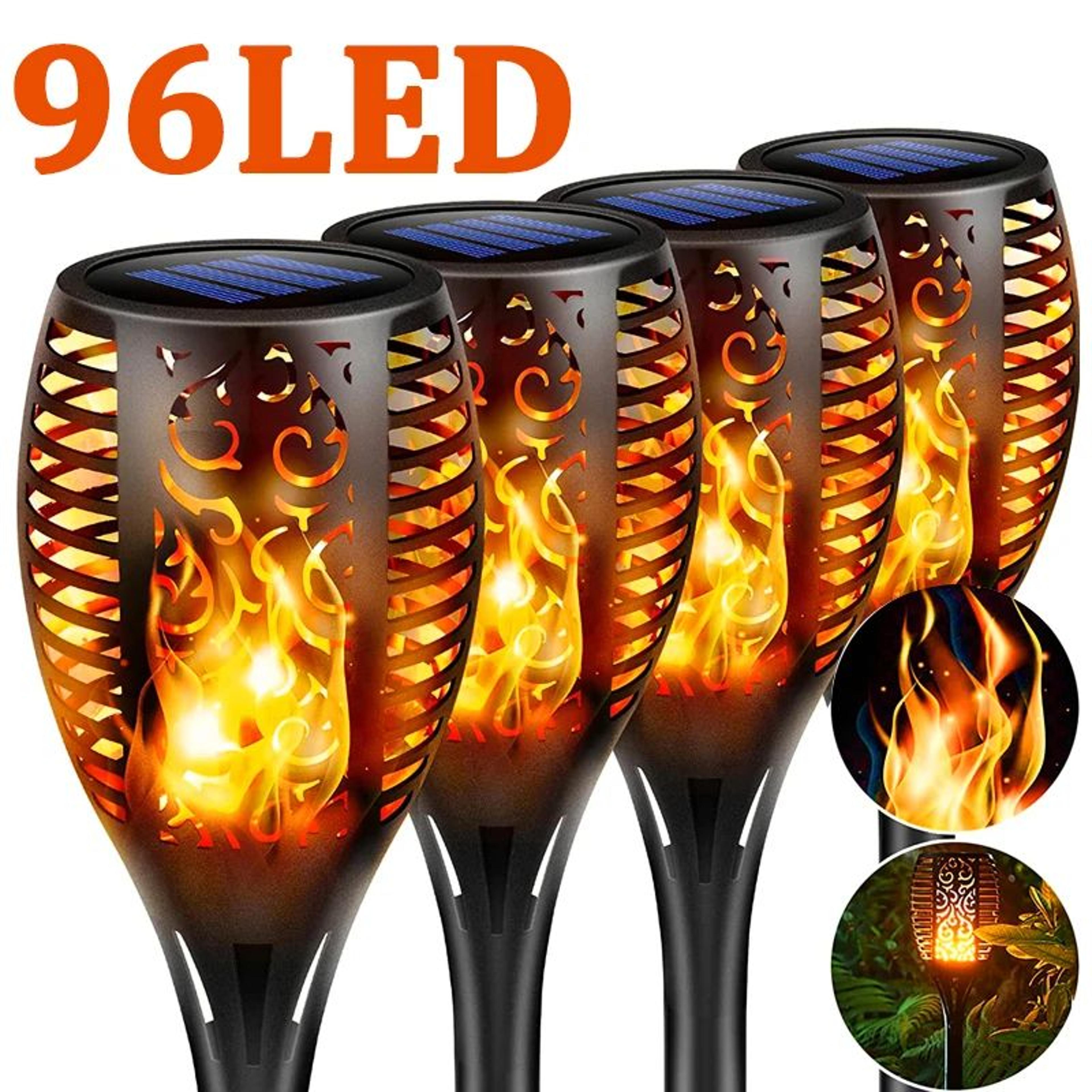 96 led solar flickering flame torch garden light