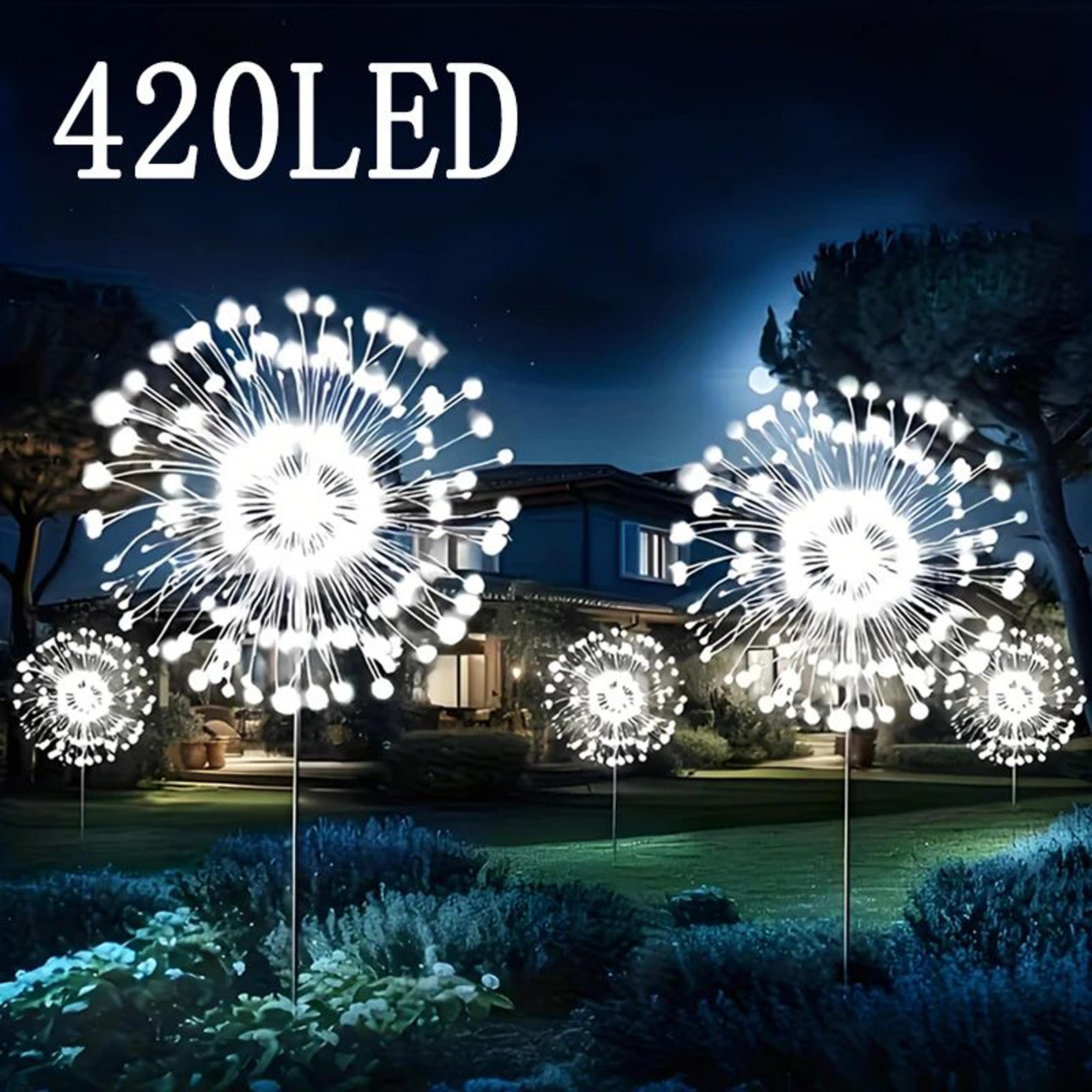 solar firework led ground stake garden lights