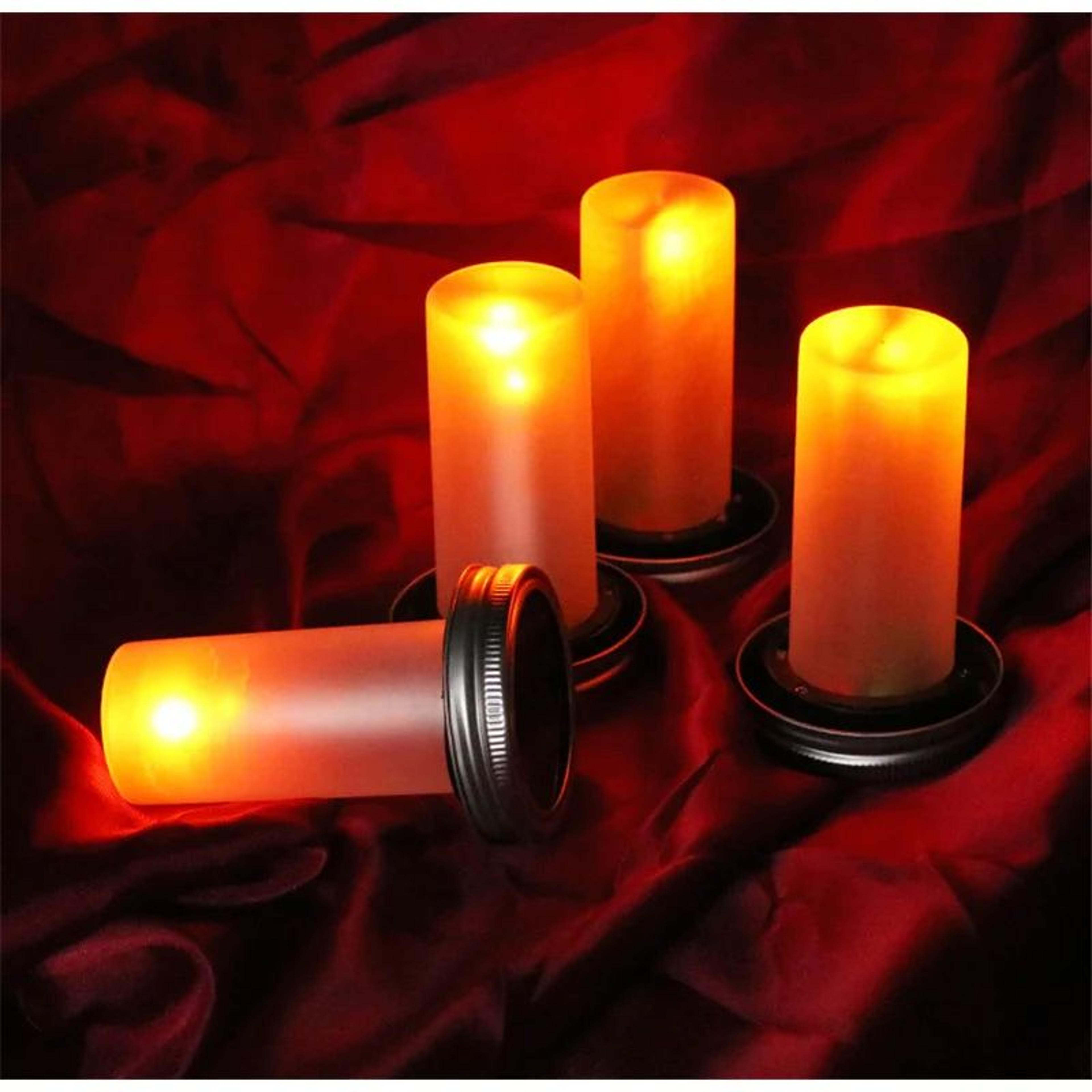 4 piece solar mason jar flickering flame lantern lights