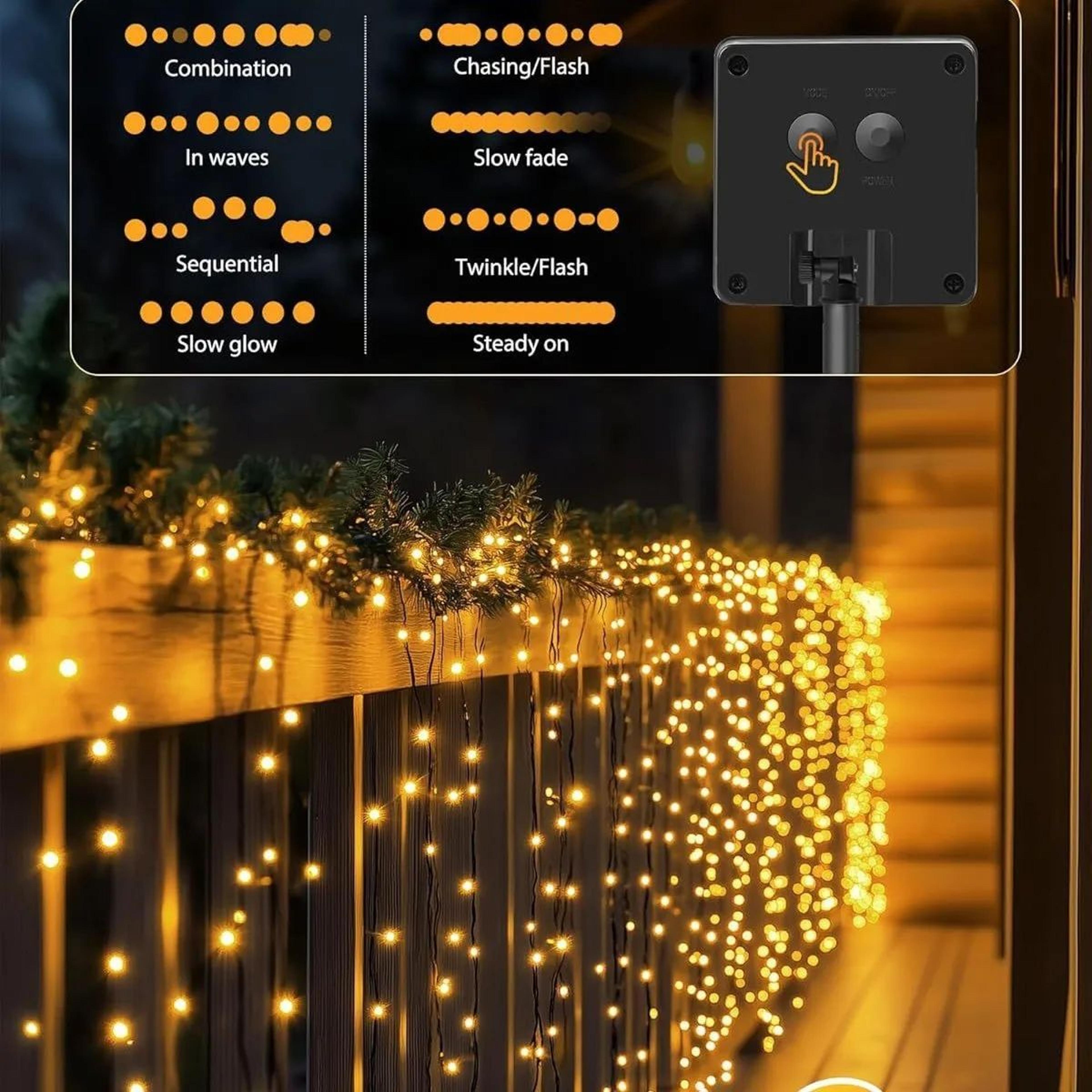 solar led fairy string lights with 8 lighting modes