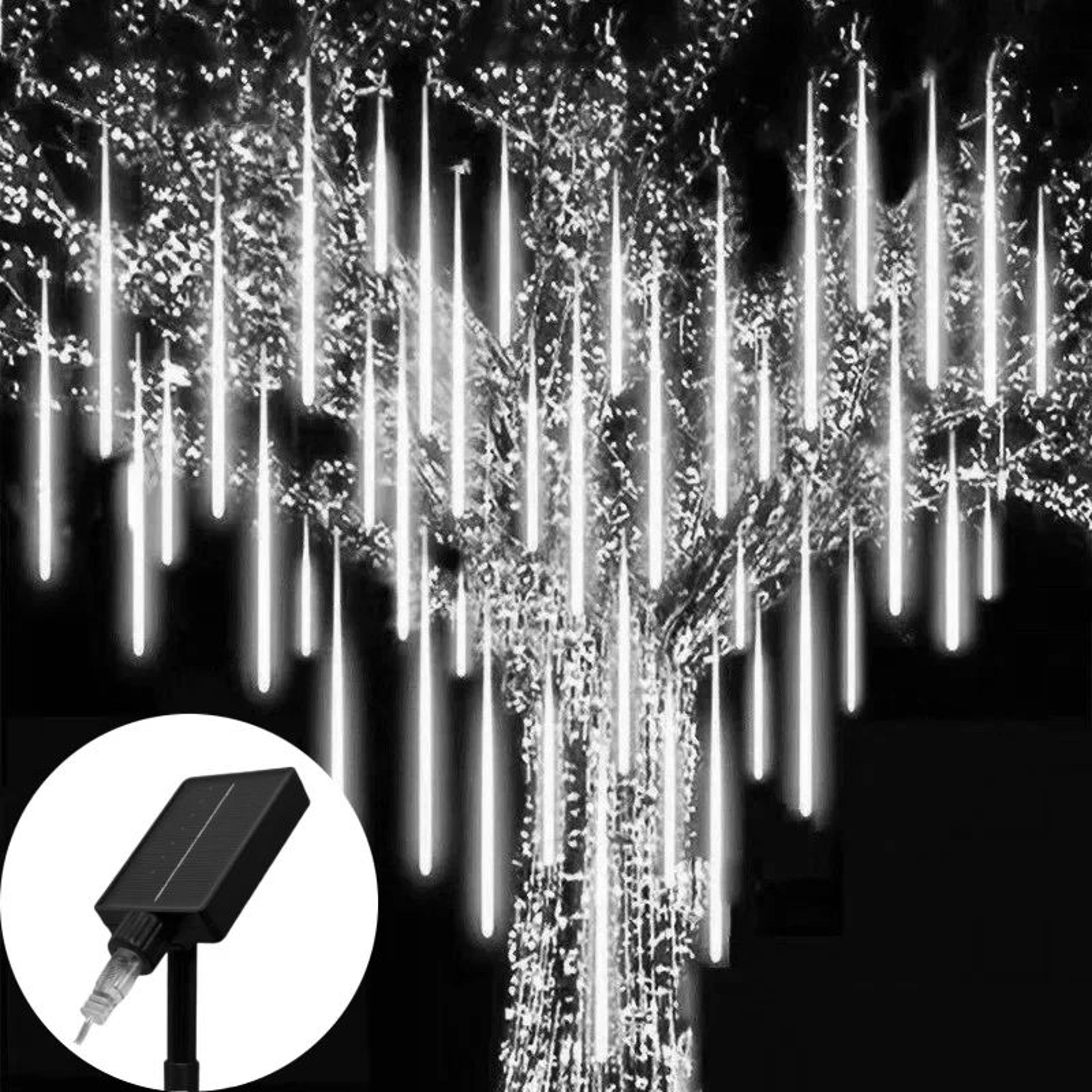 solar meteor shower led string lights