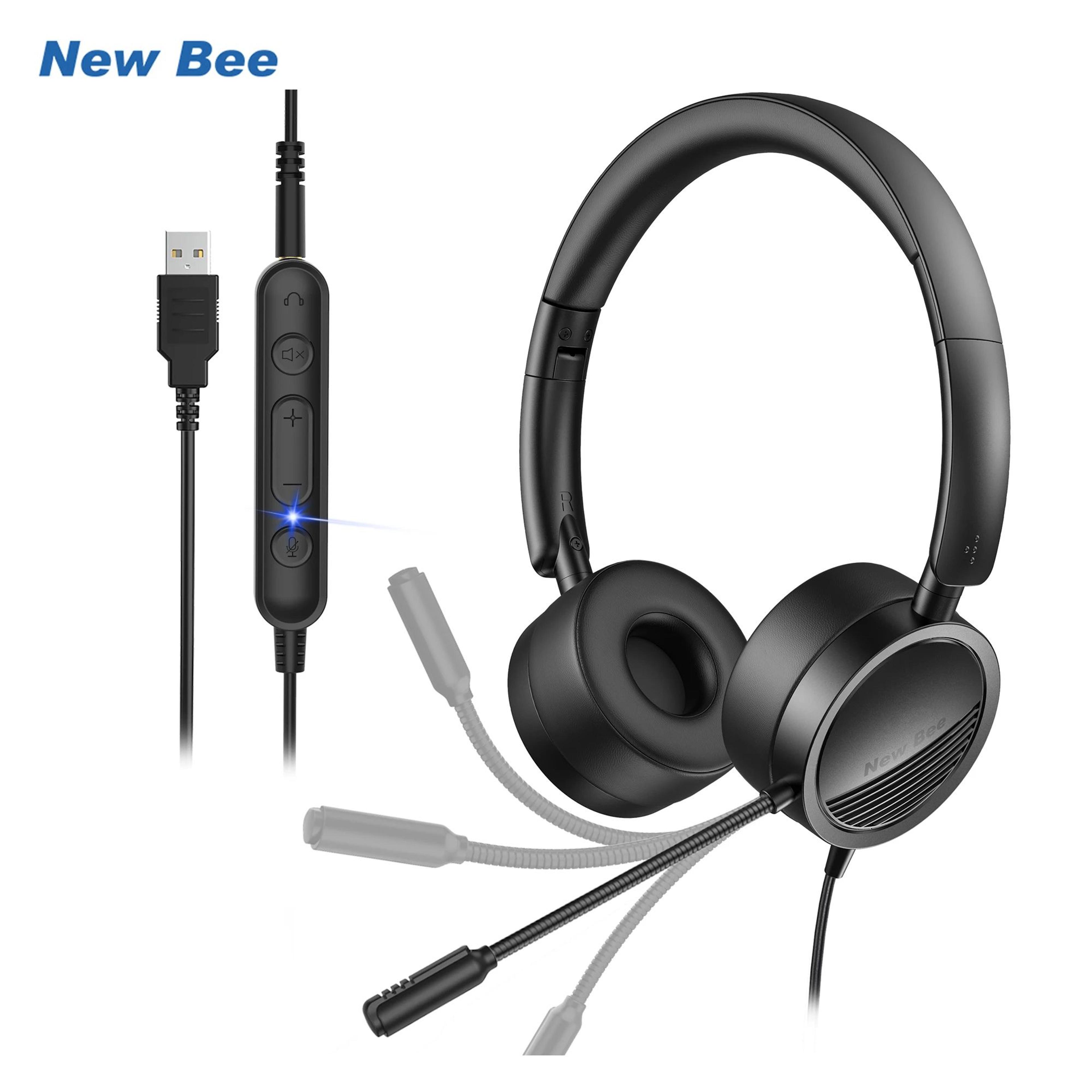 new bee h360 usb business headset with microphone and mute control