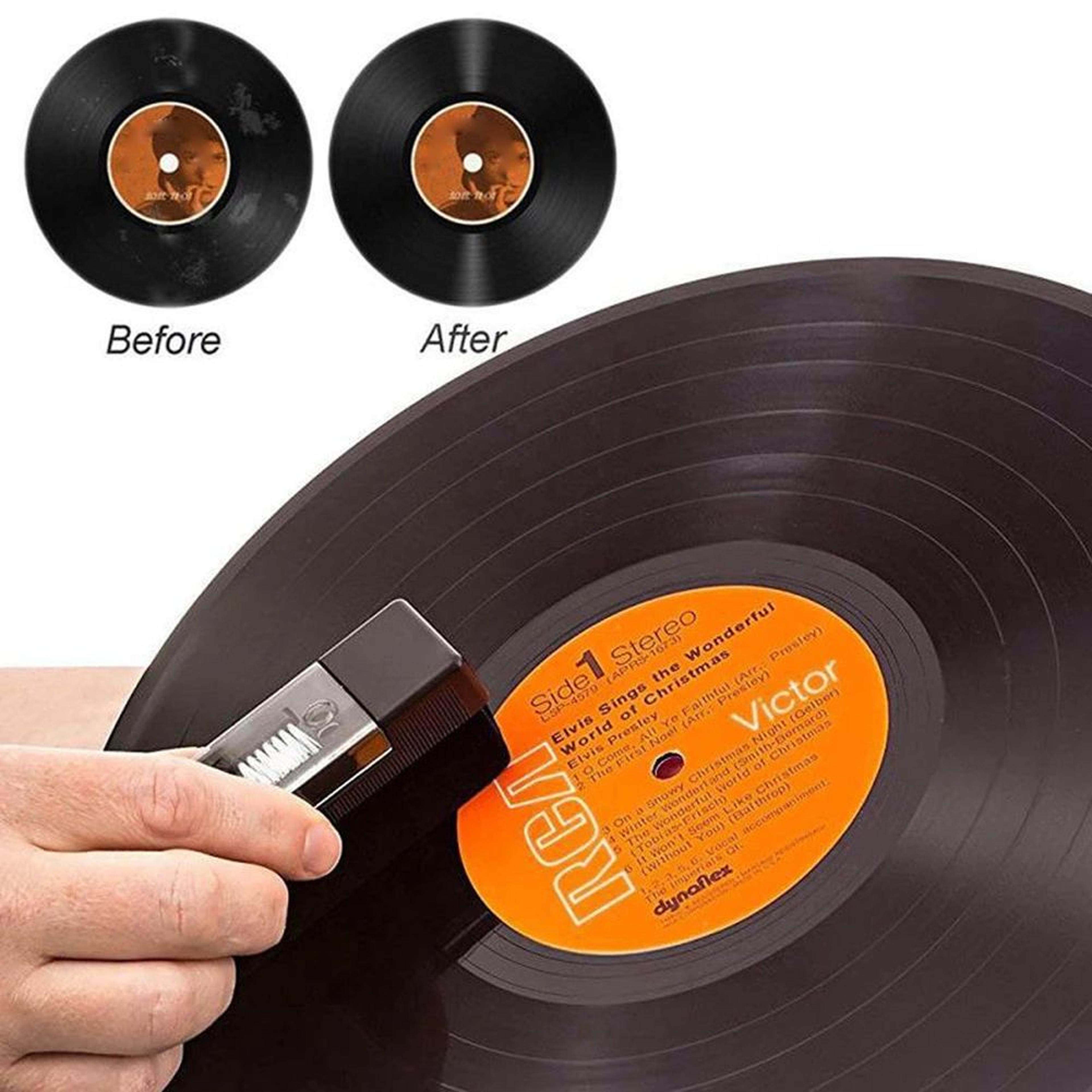 vinyl record cleaning kit with anti static brush and dust remover