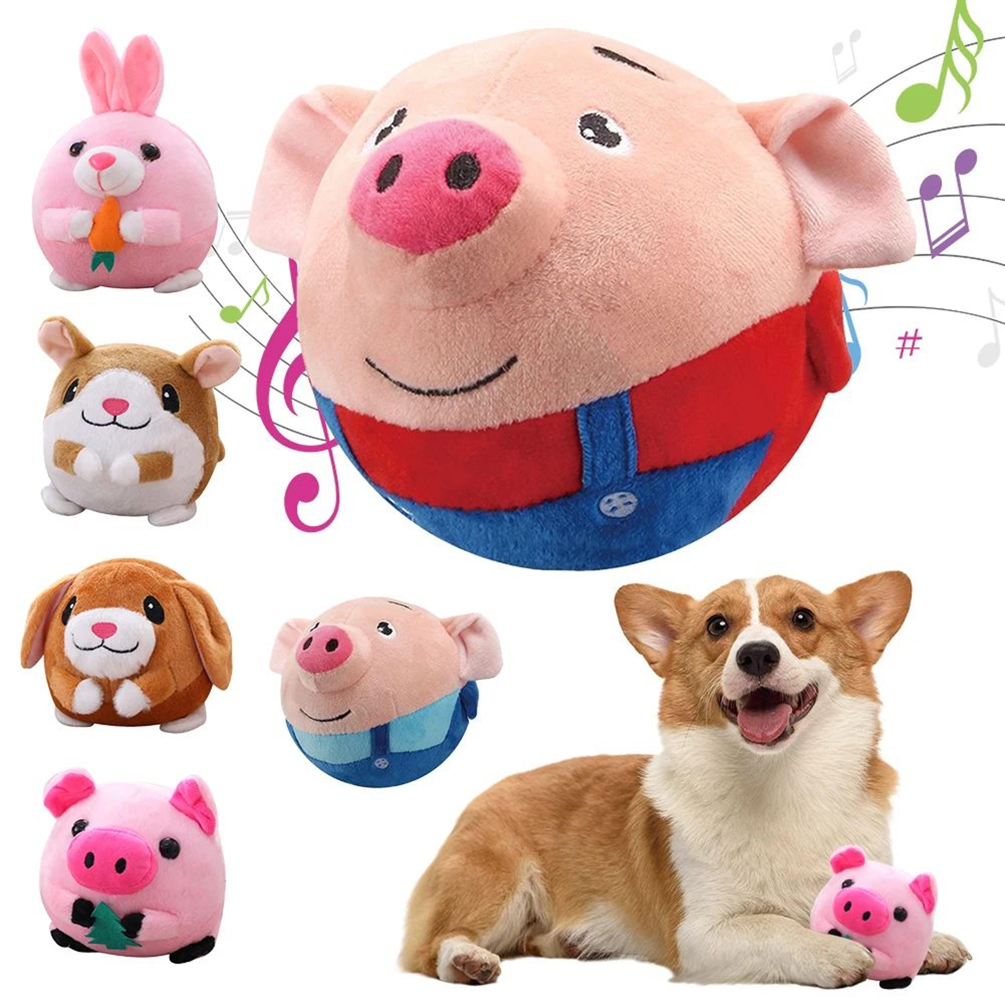 plush automatic bouncing interactive squeaky toy for dogs