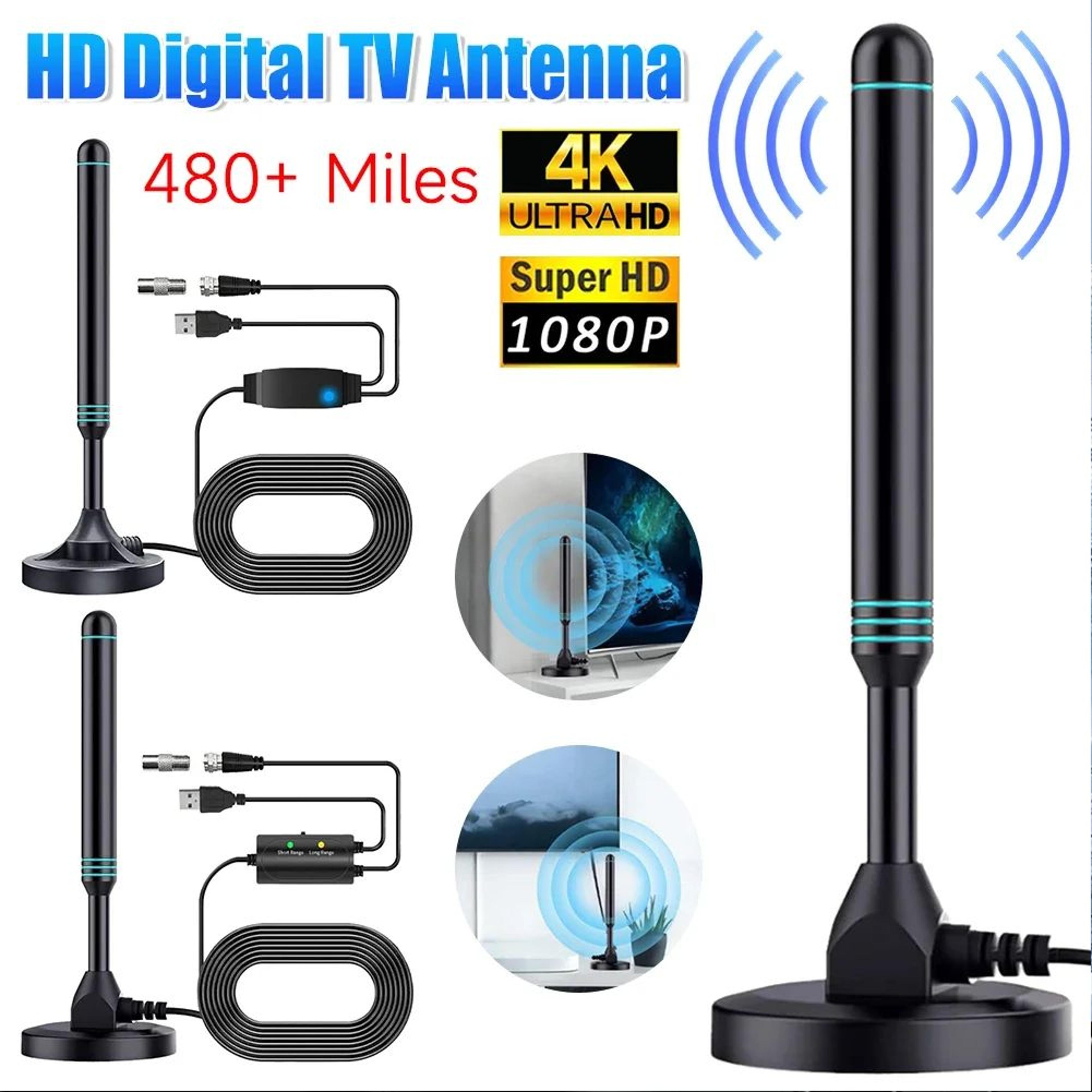 hd digital tv antenna with magnetic base for indoor outdoor use