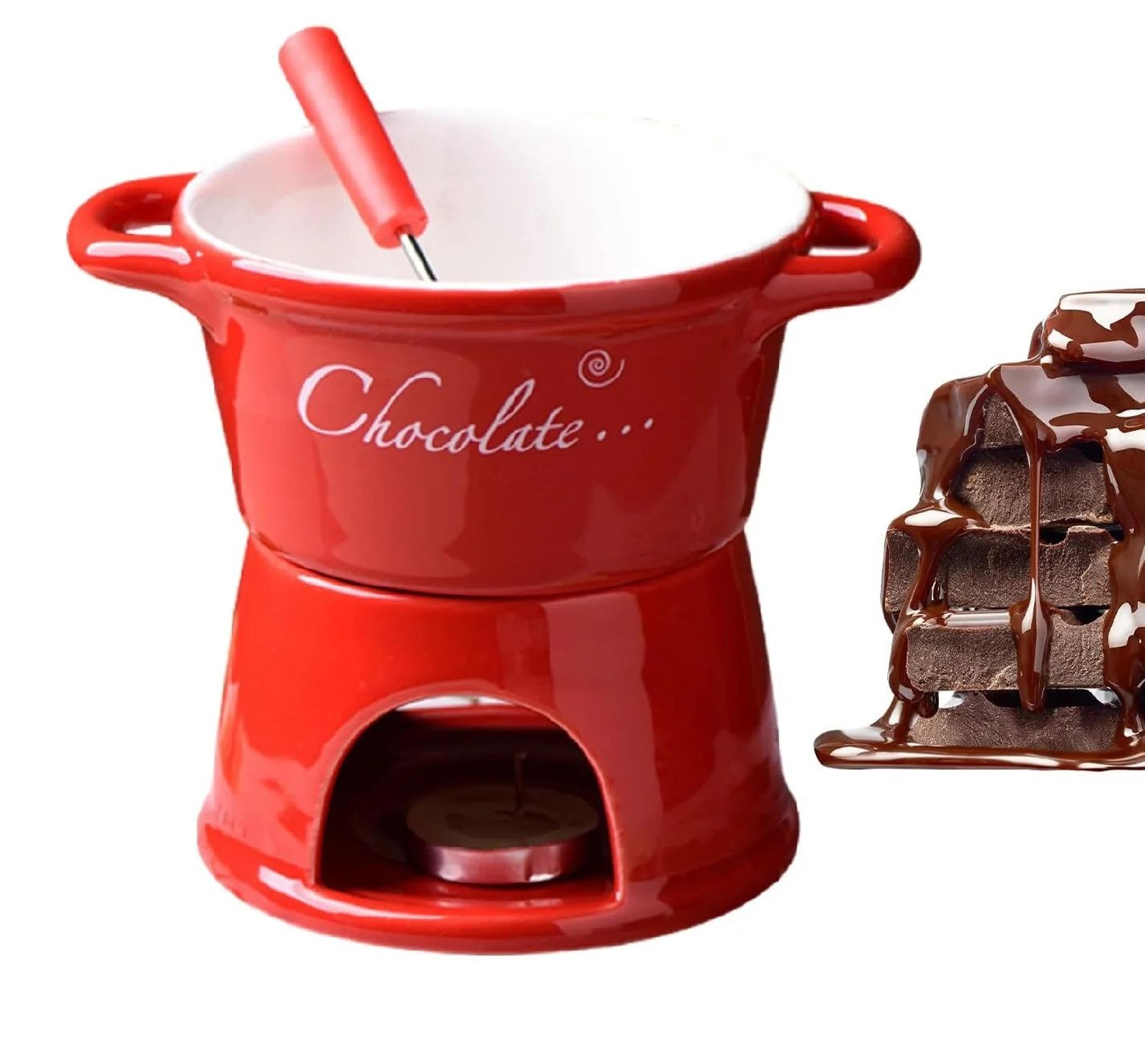 300ml ceramic chocolate fondue melting cup with fork