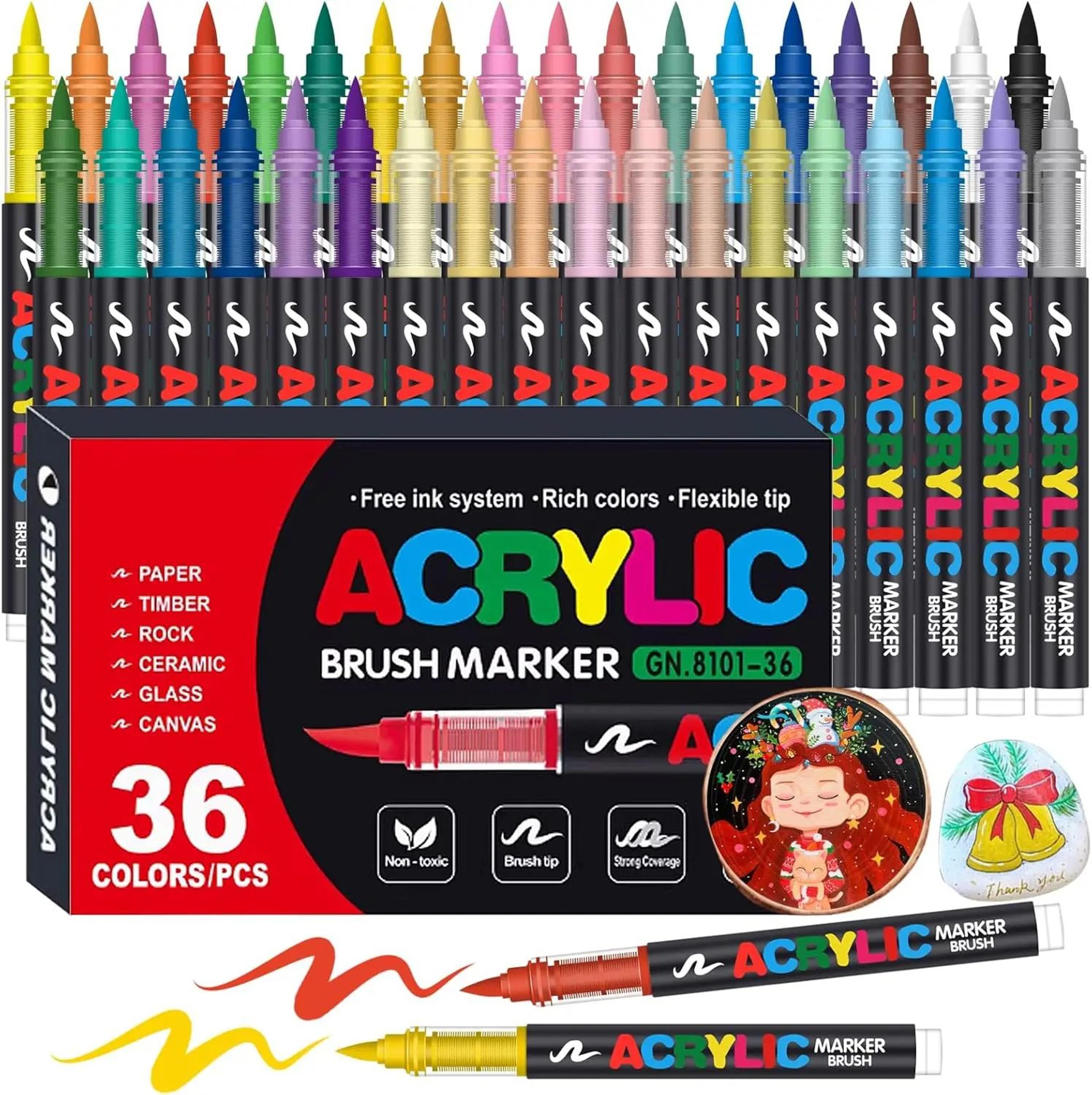 12 to 48 colors acrylic paint markers with soft brush tips