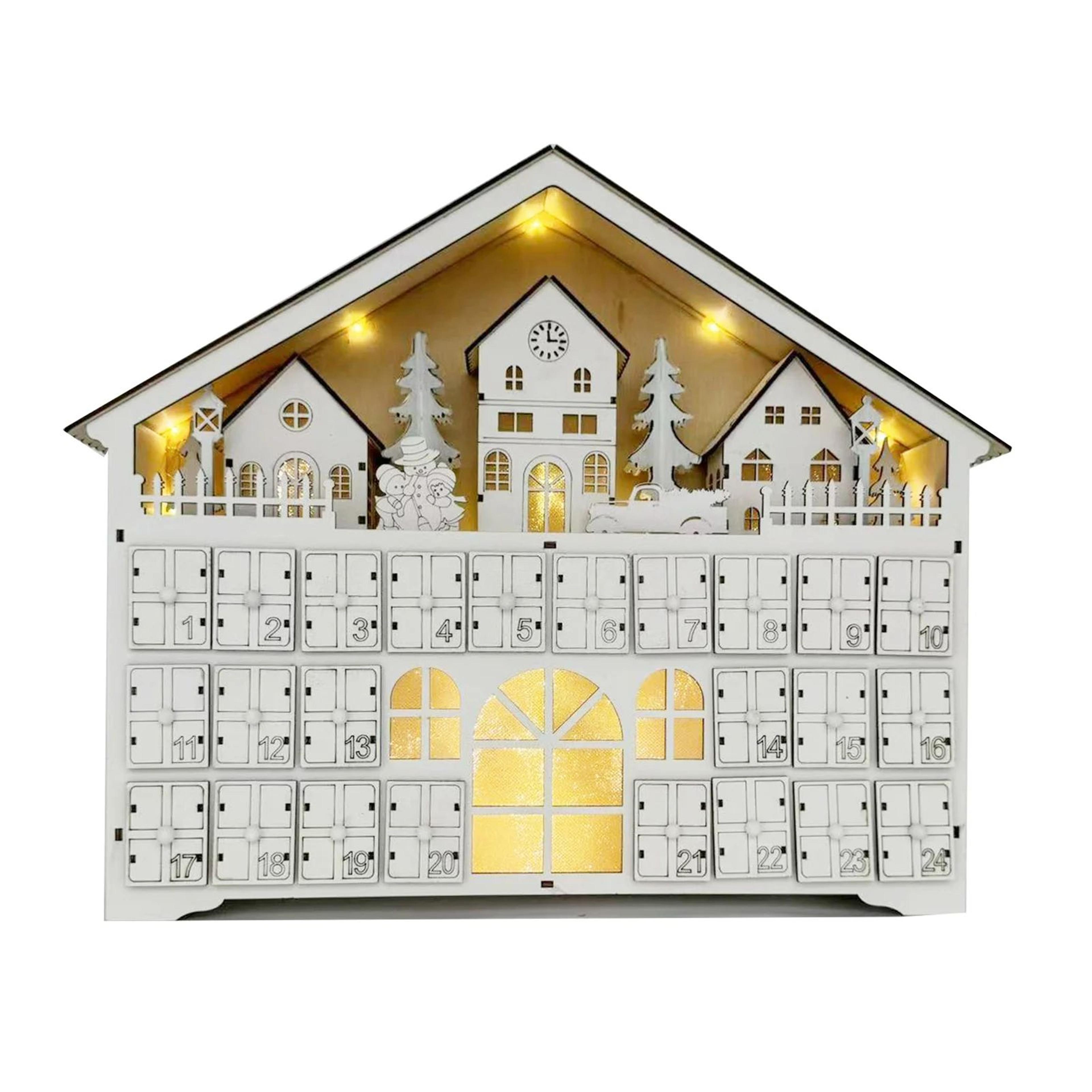 wooden christmas advent calendar with 24 detachable countdown drawers