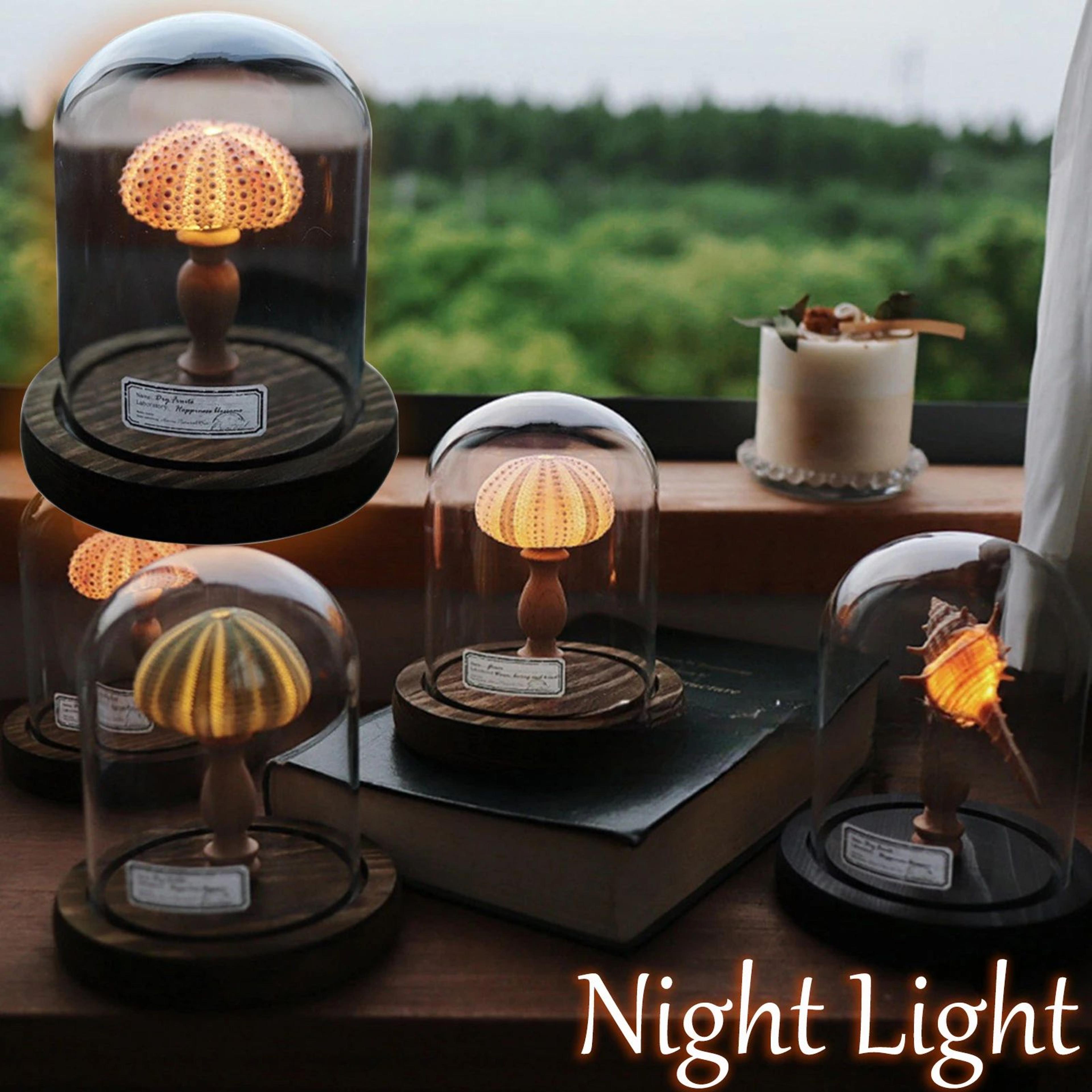 diy sea creature mushroom night light with shell and conch decor