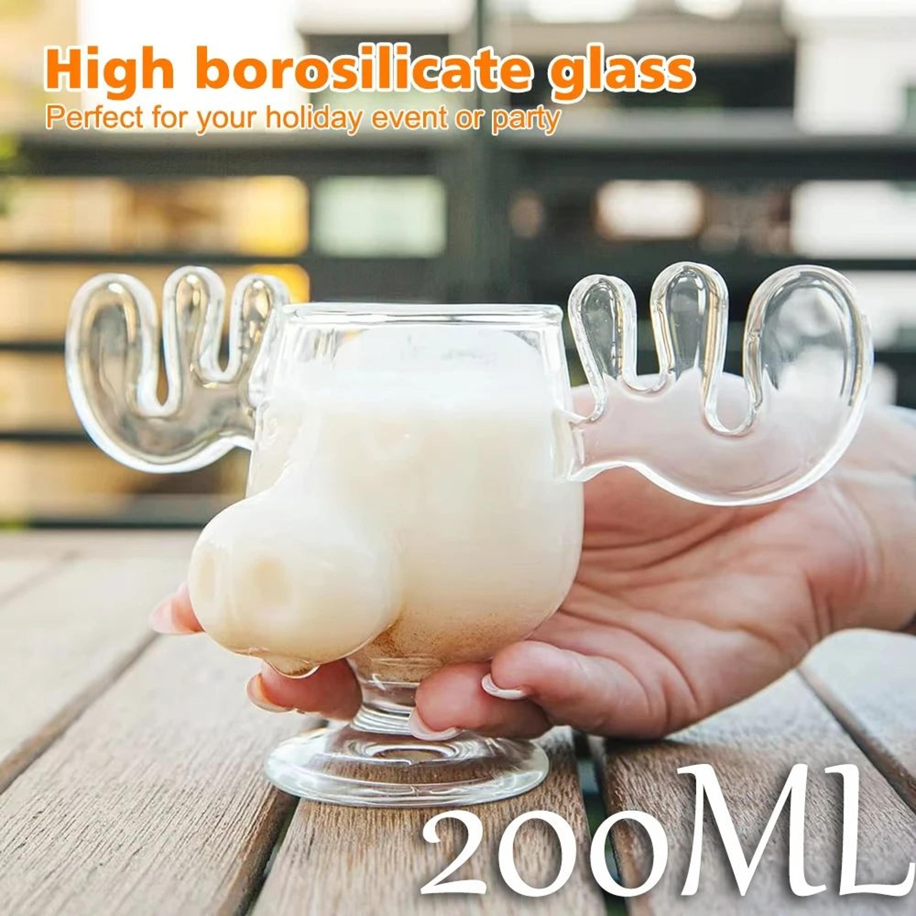cute reindeer glass mug for wine beer juice and milk