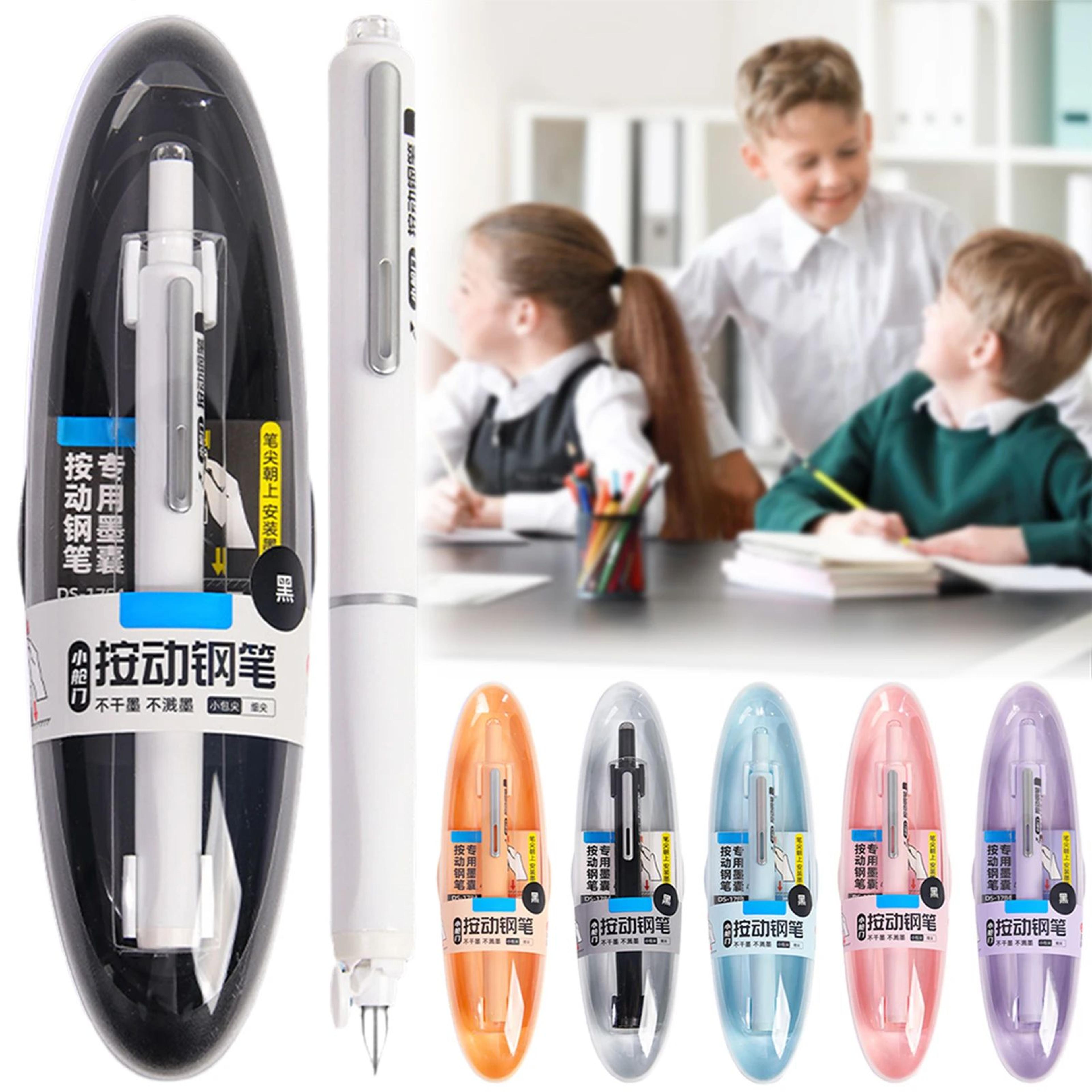retractable no leak fountain pen with refillable ink cartridges