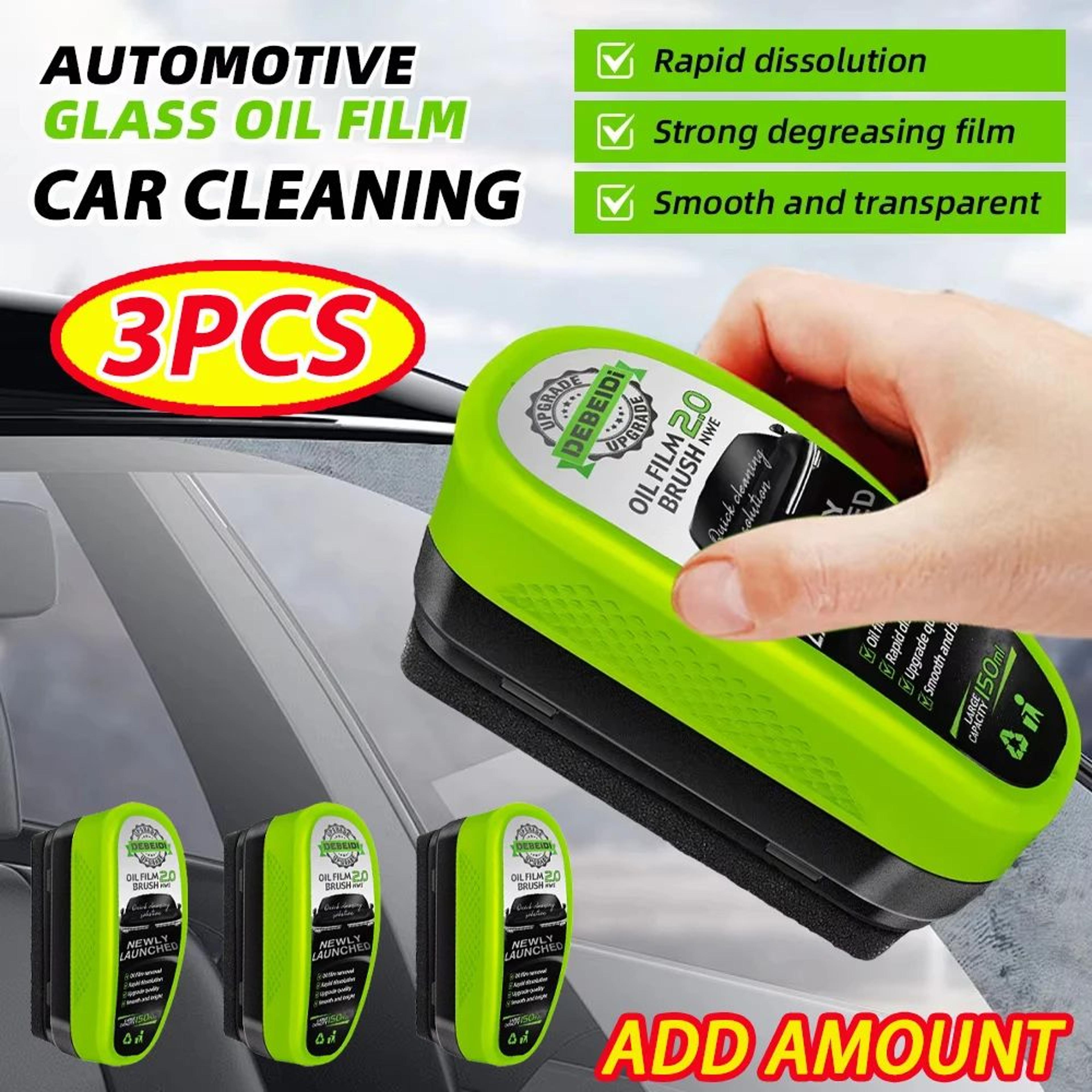 3 piece car glass oil film remover cleaning brush set