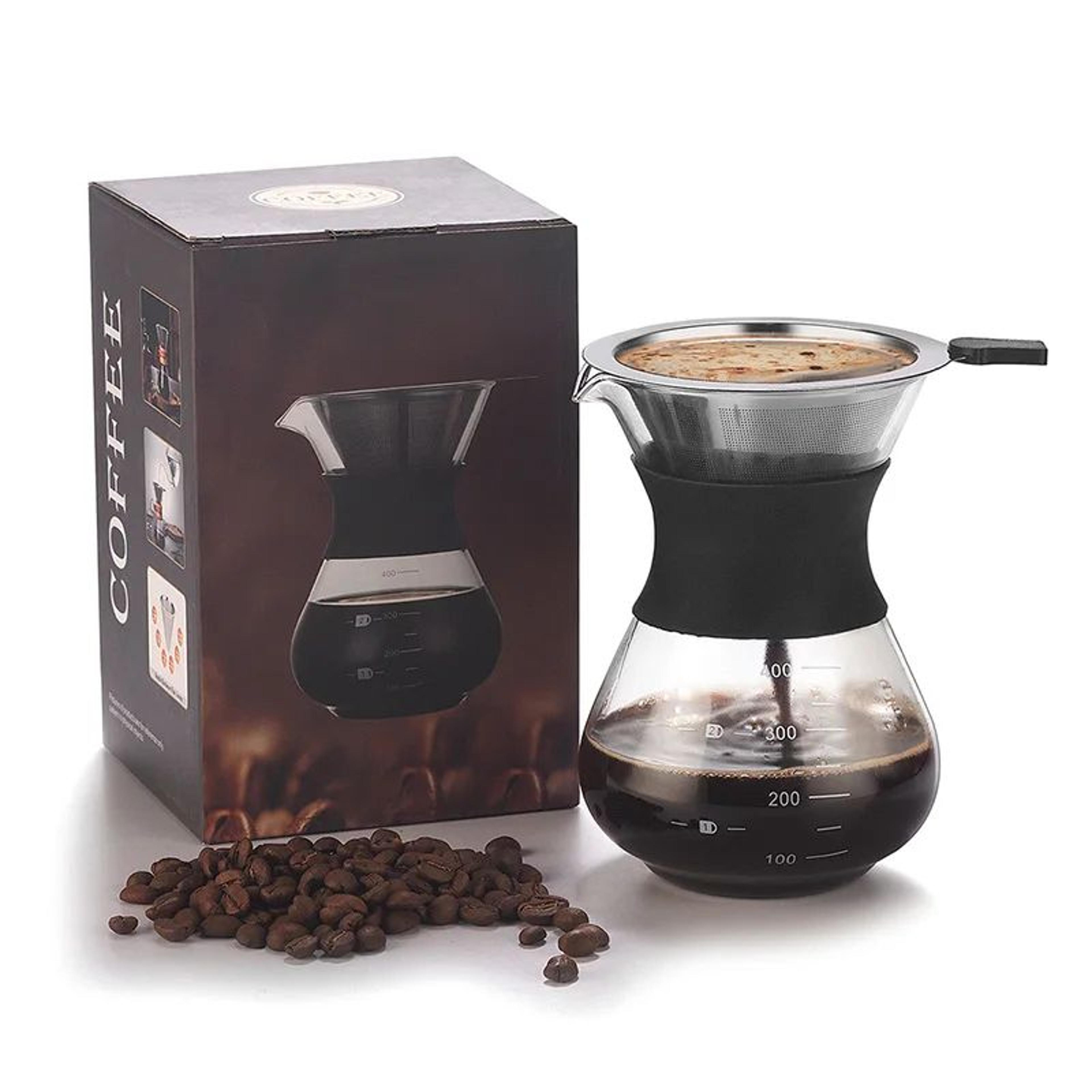 pour over coffee maker set with reusable stainless steel filter