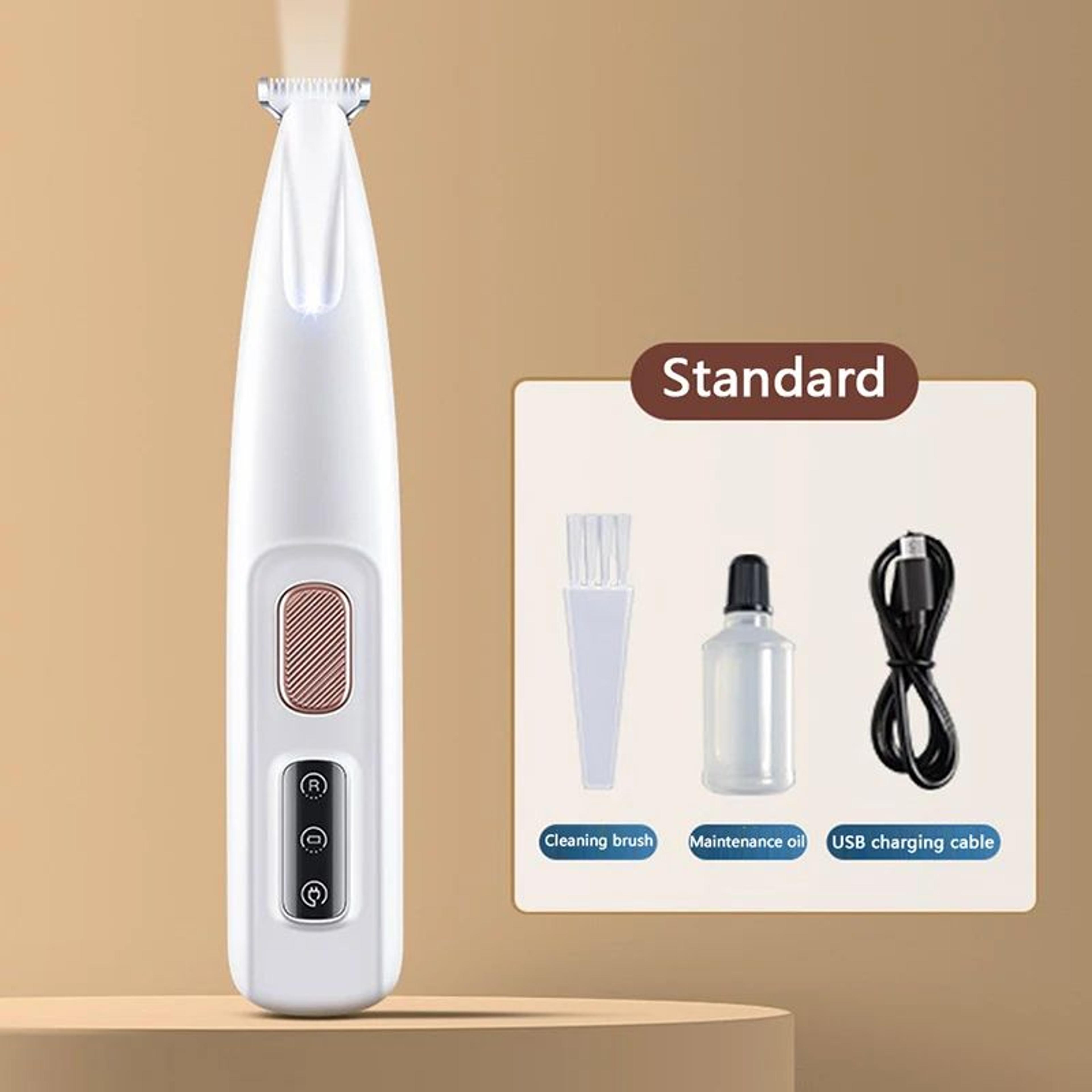rechargeable low noise pet paw trimmer with led light