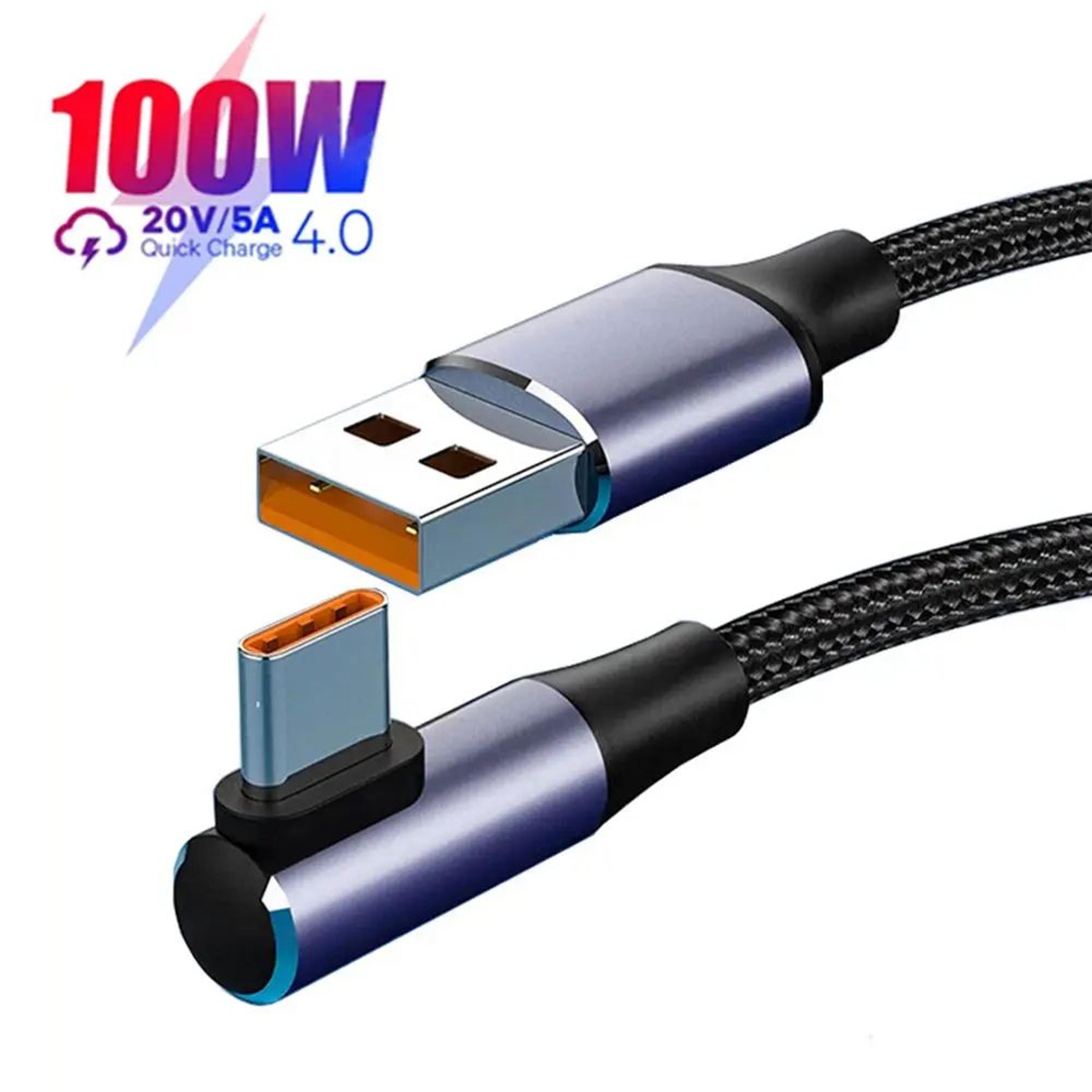 100w usb c fast charging right angle data cable