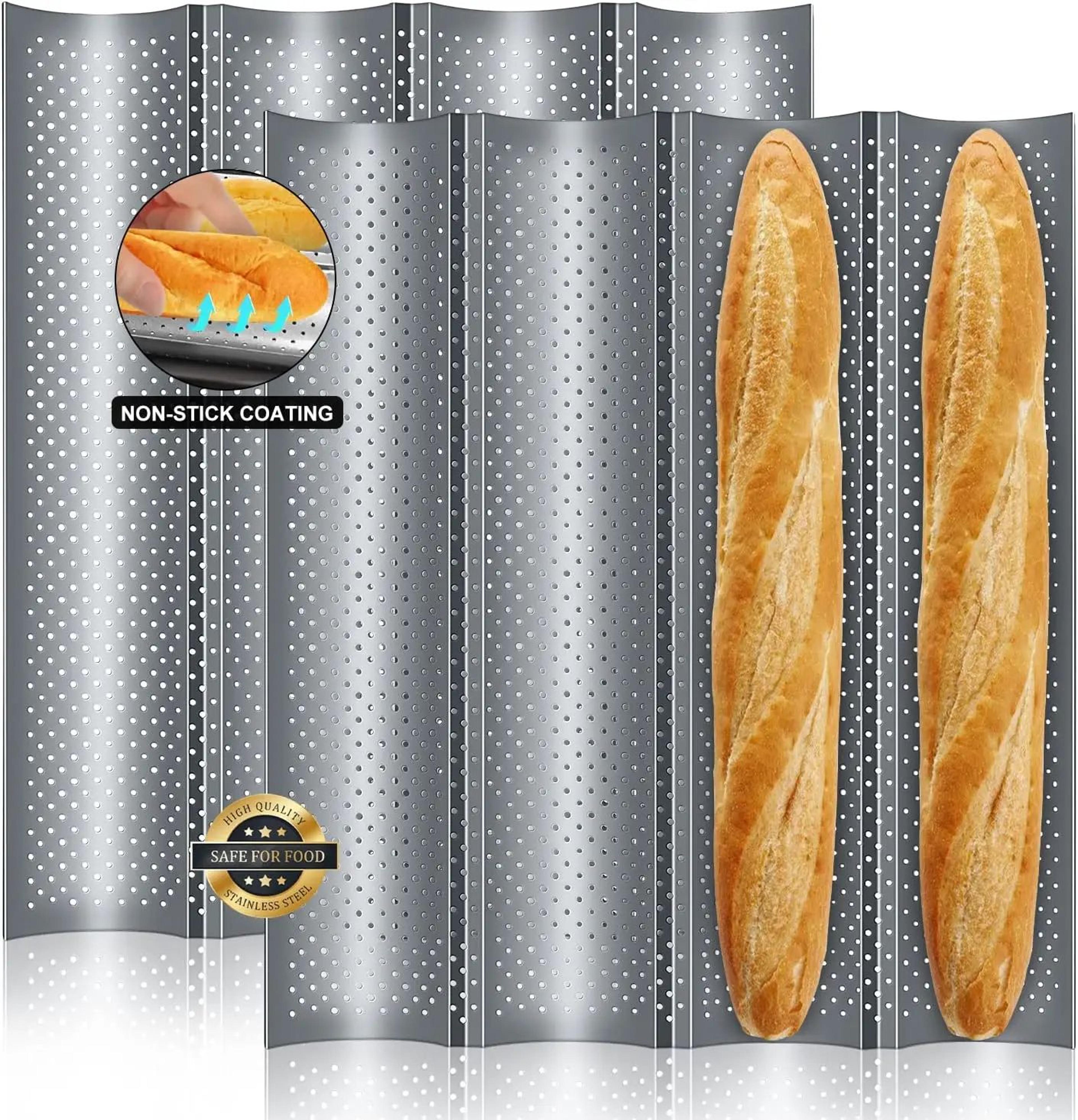 french baguette bread baking pan with groove design