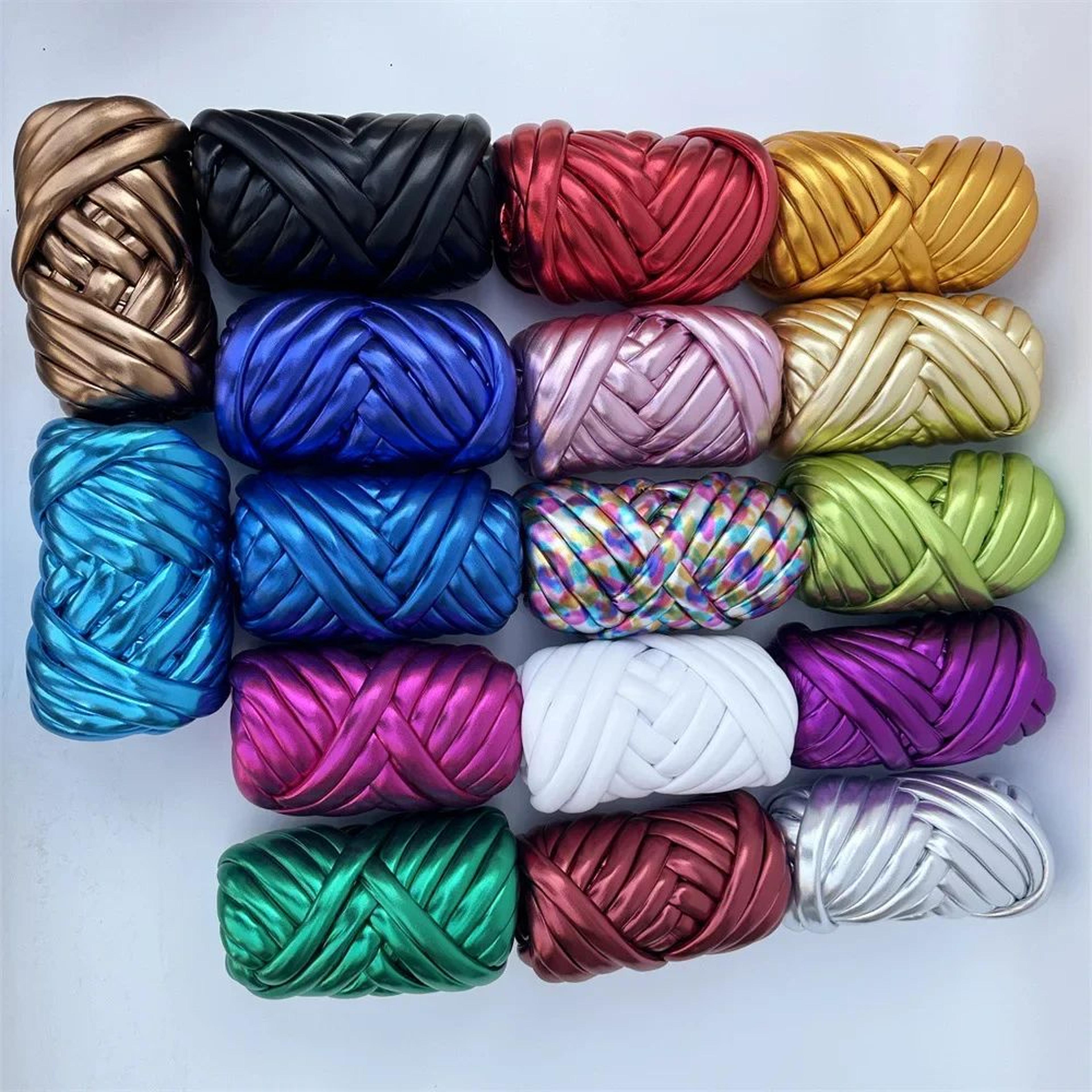 chunky thick imitation metal leather yarn for knitting and diy