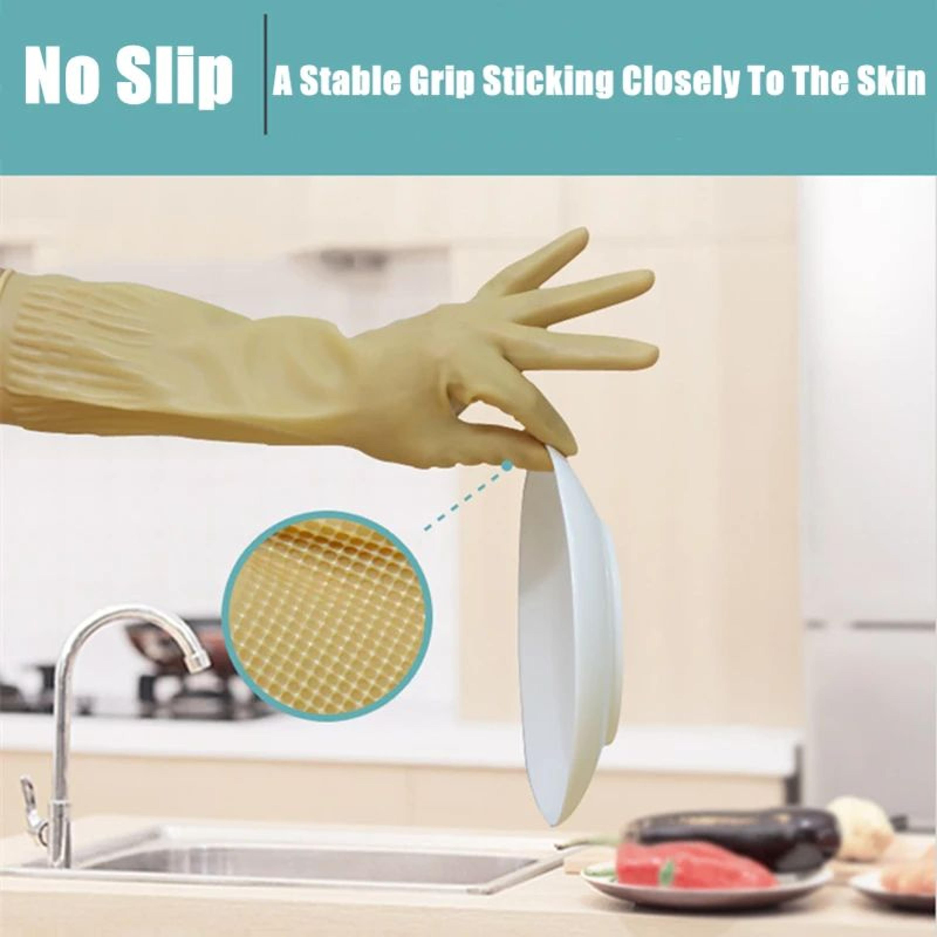 long reusable non slip rubber cleaning gloves