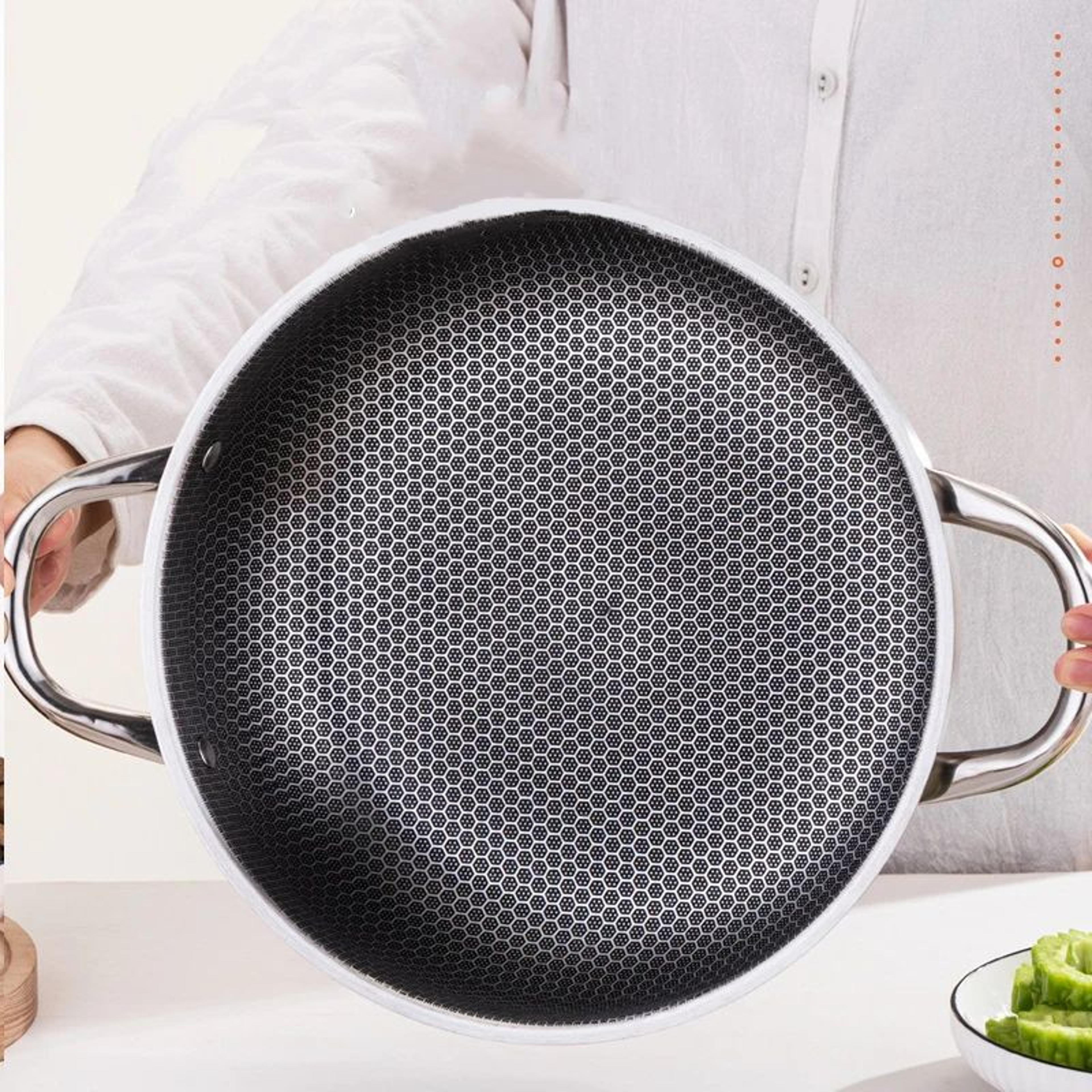 316 stainless steel honeycomb nonstick frying pan