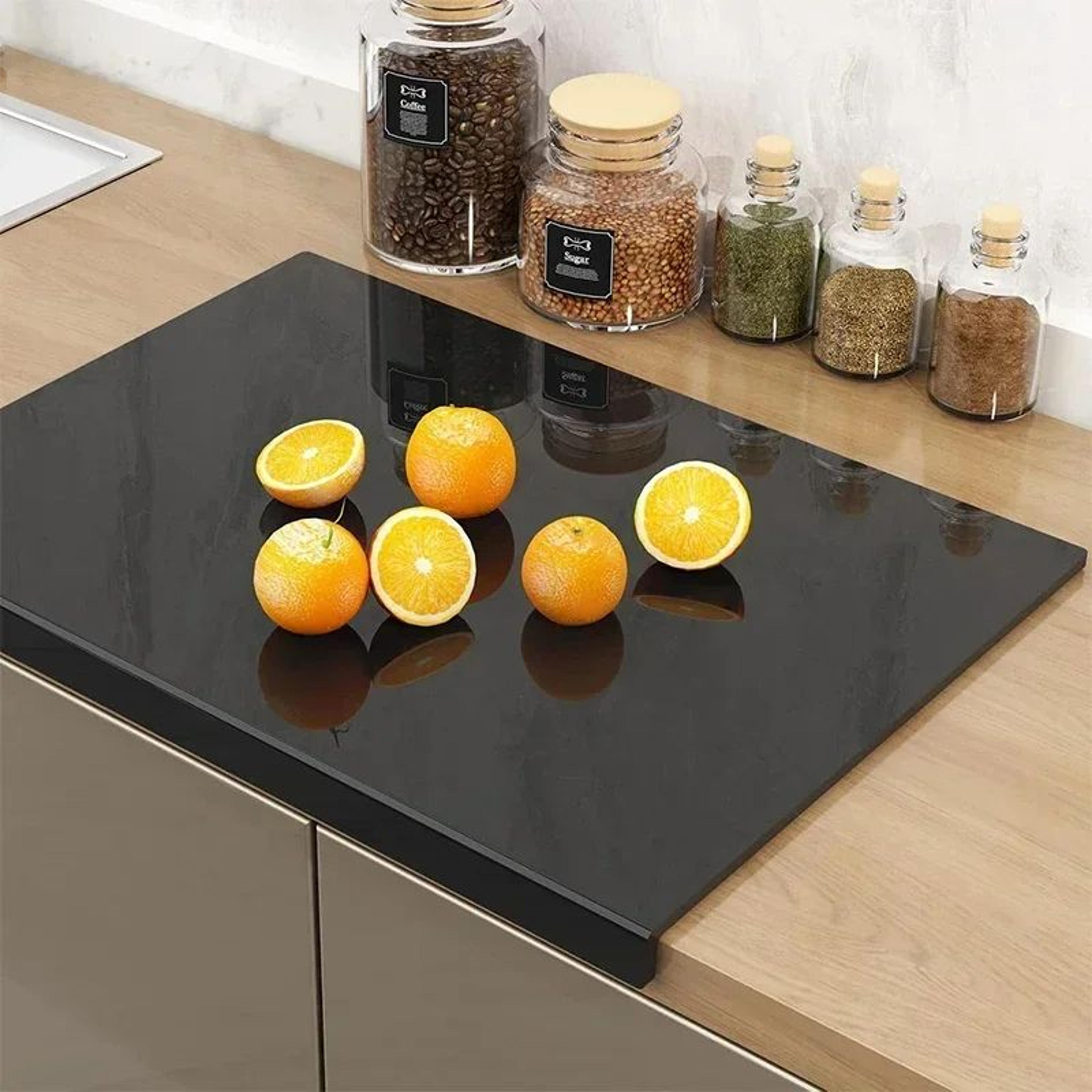 transparent acrylic cutting board with countertop lip