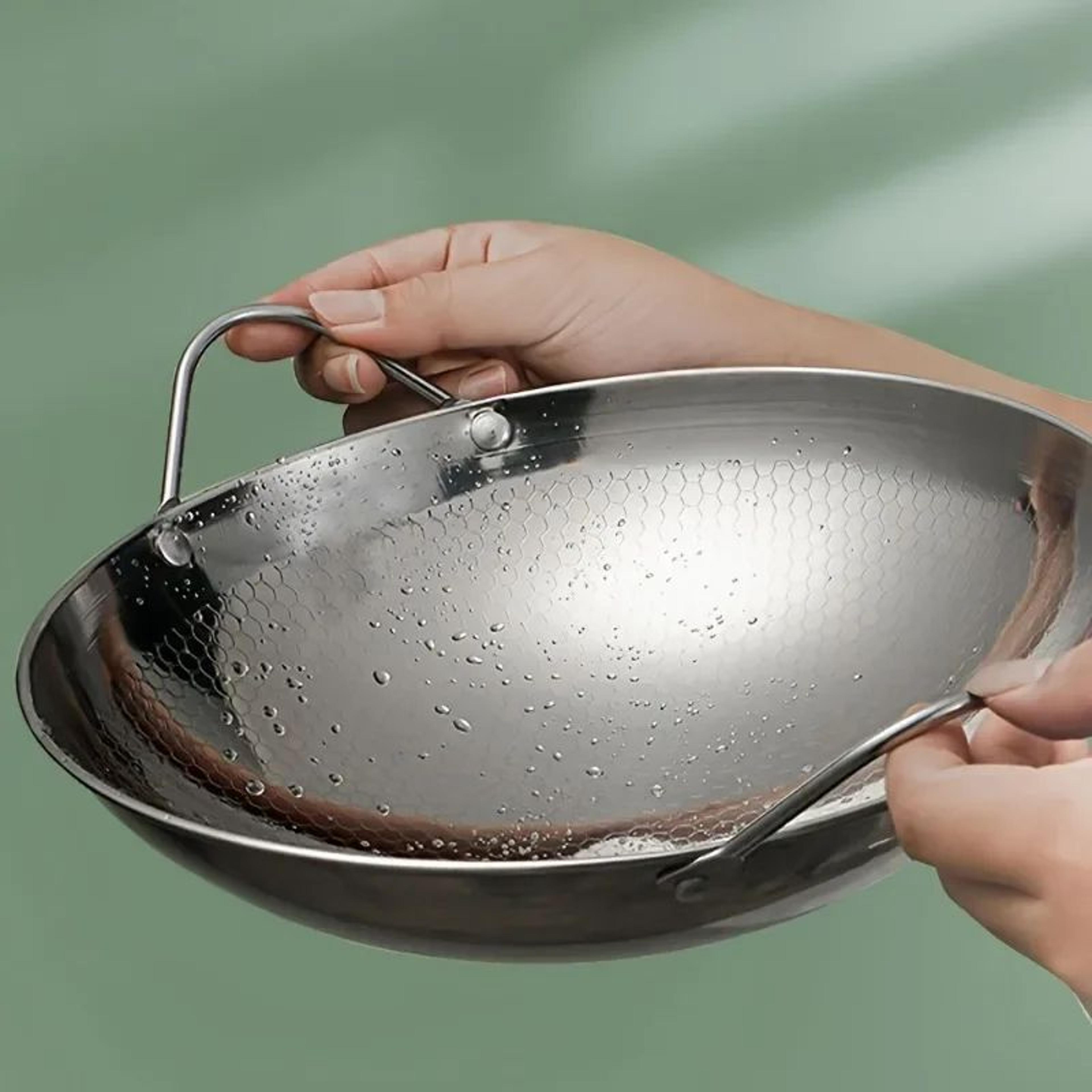 stainless steel honeycomb nonstick skillet with handle