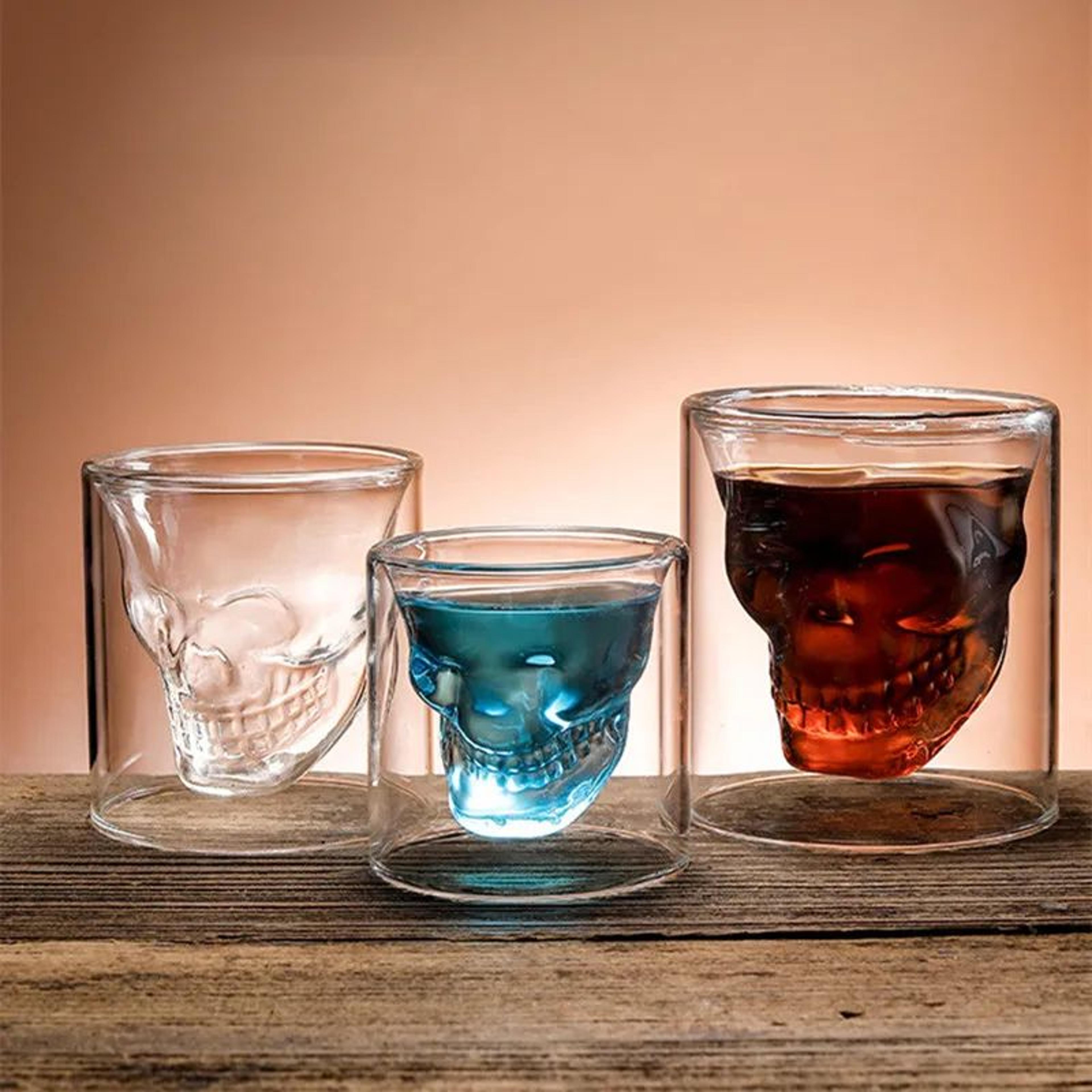 double wall skull glass mug for coffee tea and drinks